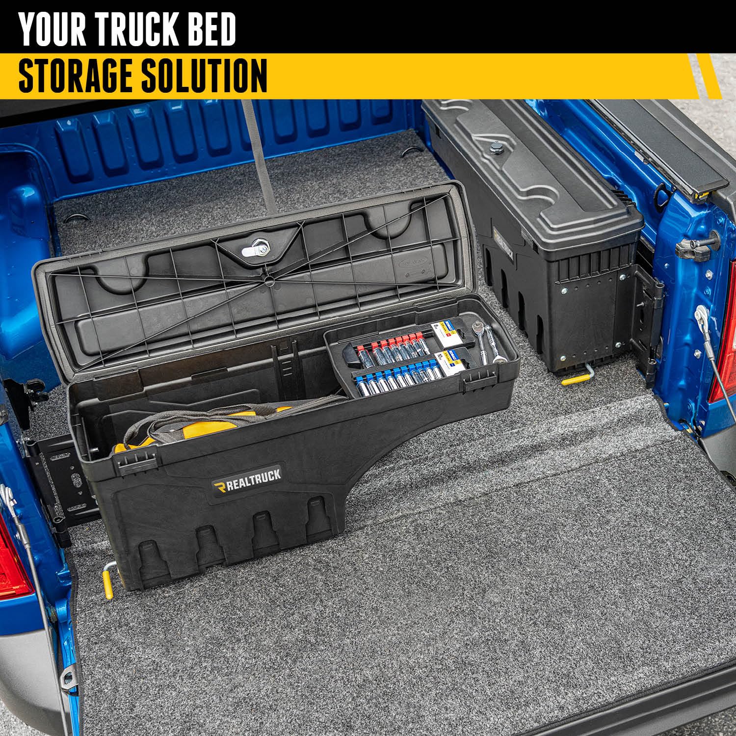 UnderCover SC206D SwingCase Truck Bed Storage Box - Fits 2019-2020 Ford Ranger (Driver Side) | Black | Secure Gear Organization for Camping, Tools & Work Equipment