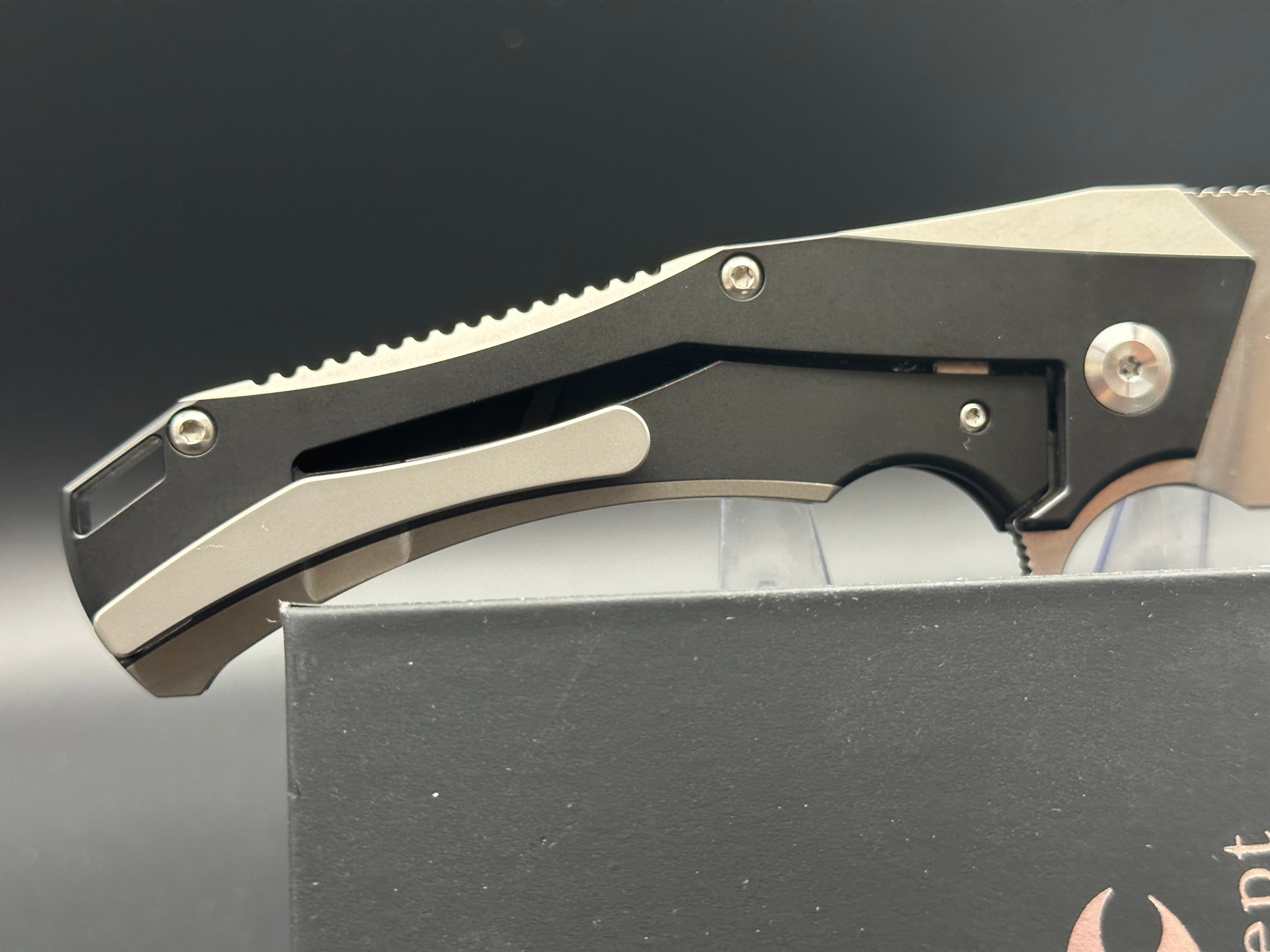 Kansept Mikkel Willumsen Hellx Black Titanium Folding Pocket Knife - EDC Tactical Knife for Outdoor Camping, Hiking & Survival Gear