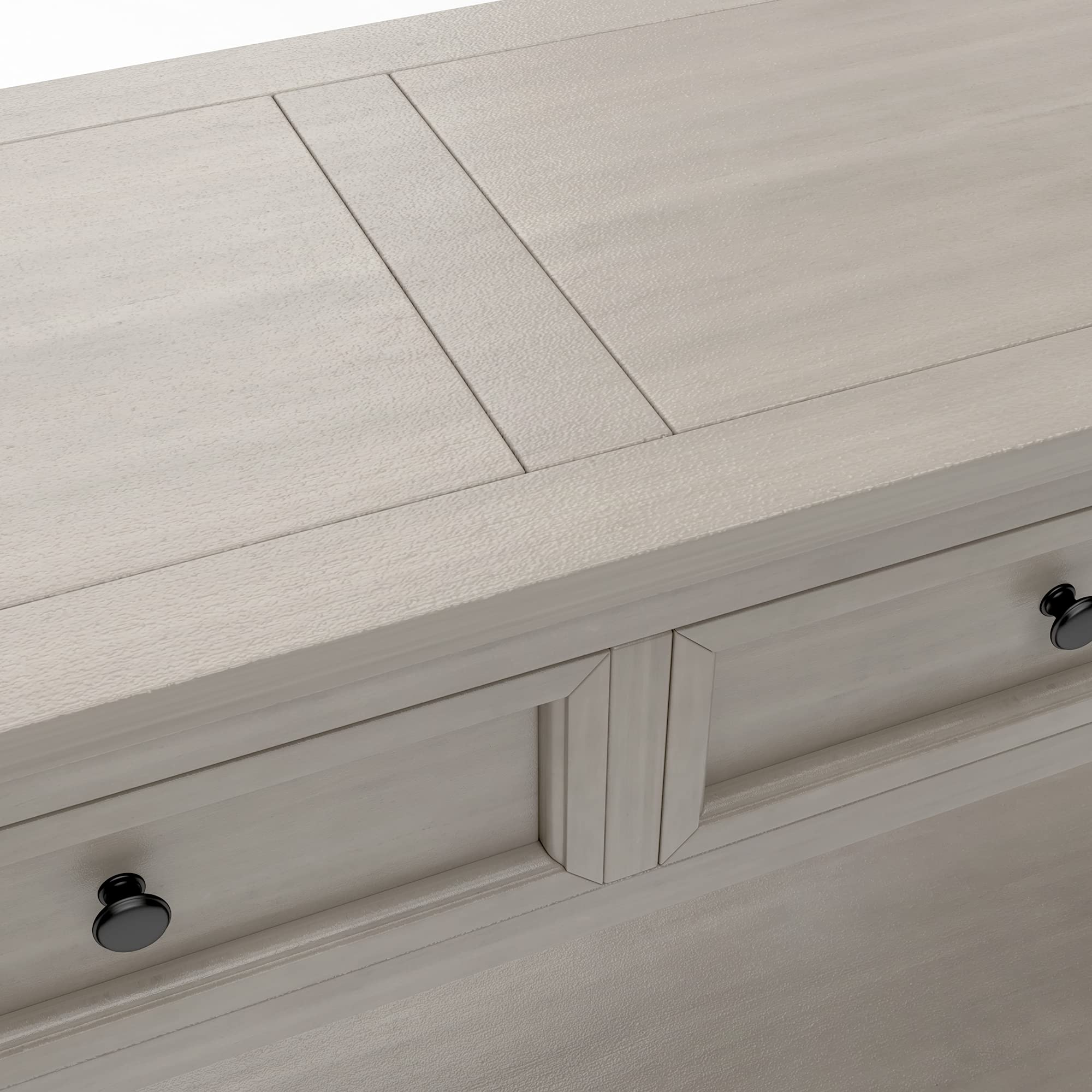 Rustic Solid Wood Console Table with 4 Storage Drawers - 63
