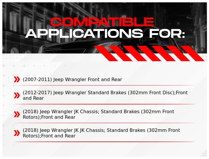R1 Concepts Premium Front & Rear Brake Kit with Ceramic Pads & Rotors - Complete Hardware Included - Compatible with 2007-2018 Jeep Wrangler JK - Ideal for Off-Roading, Daily Commuting & Heavy-Duty Performance