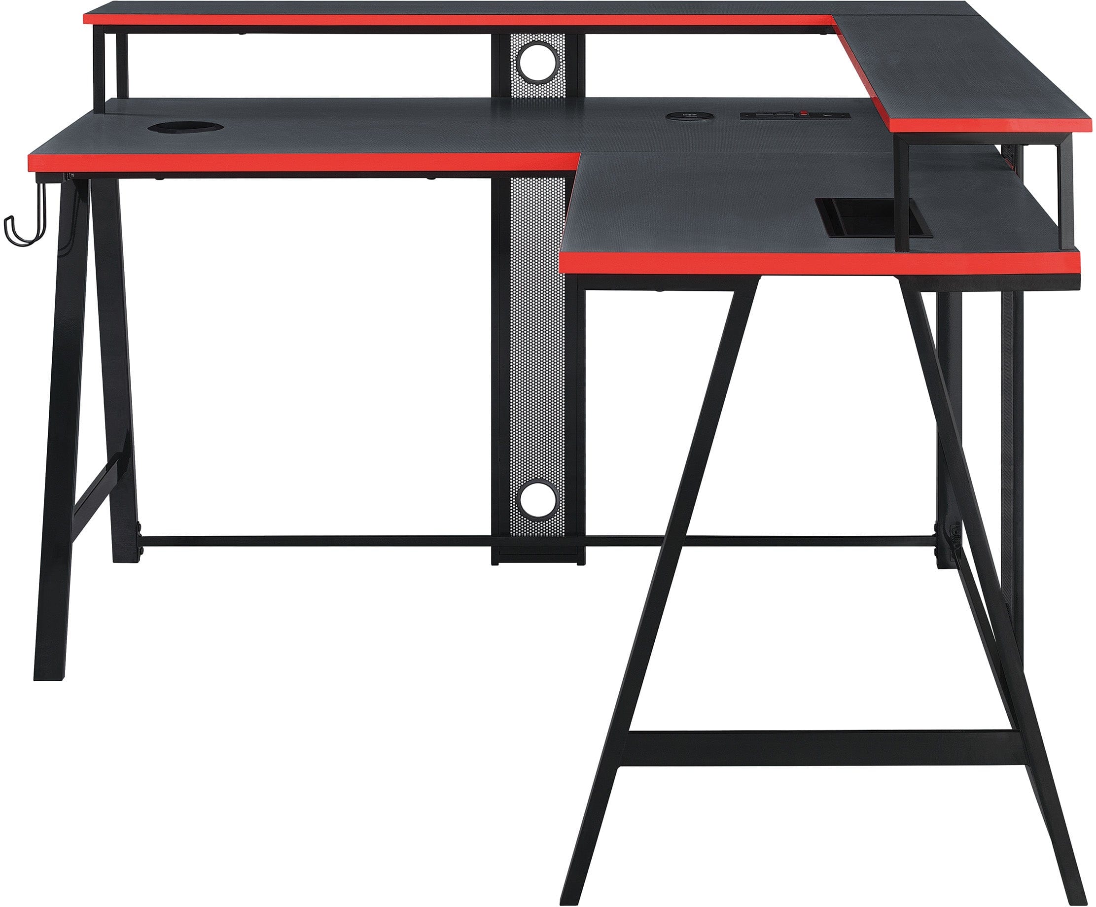 Office Star Disruptor L-Shaped Gaming Desk [DSR5454GLD] - Ergonomic Computer Workstation for Home Office & Gaming Setup with LED Lights