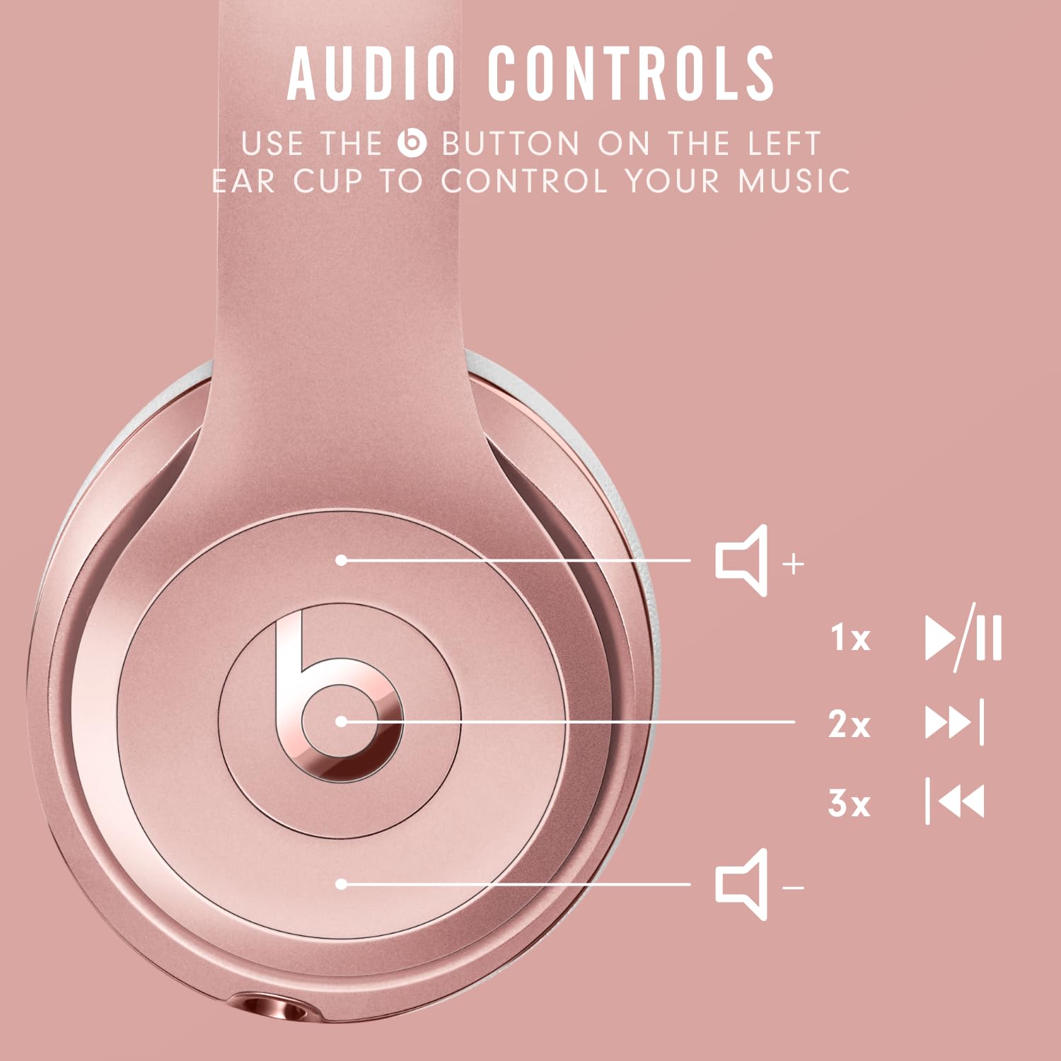 Beats Solo3 Wireless On-Ear Headphones with Apple W1 Chip - Bluetooth 5.0, 40-Hour Battery Life, Noise Isolation - Rose Gold (Latest Model) | Perfect for Workouts, Commuting & Travel