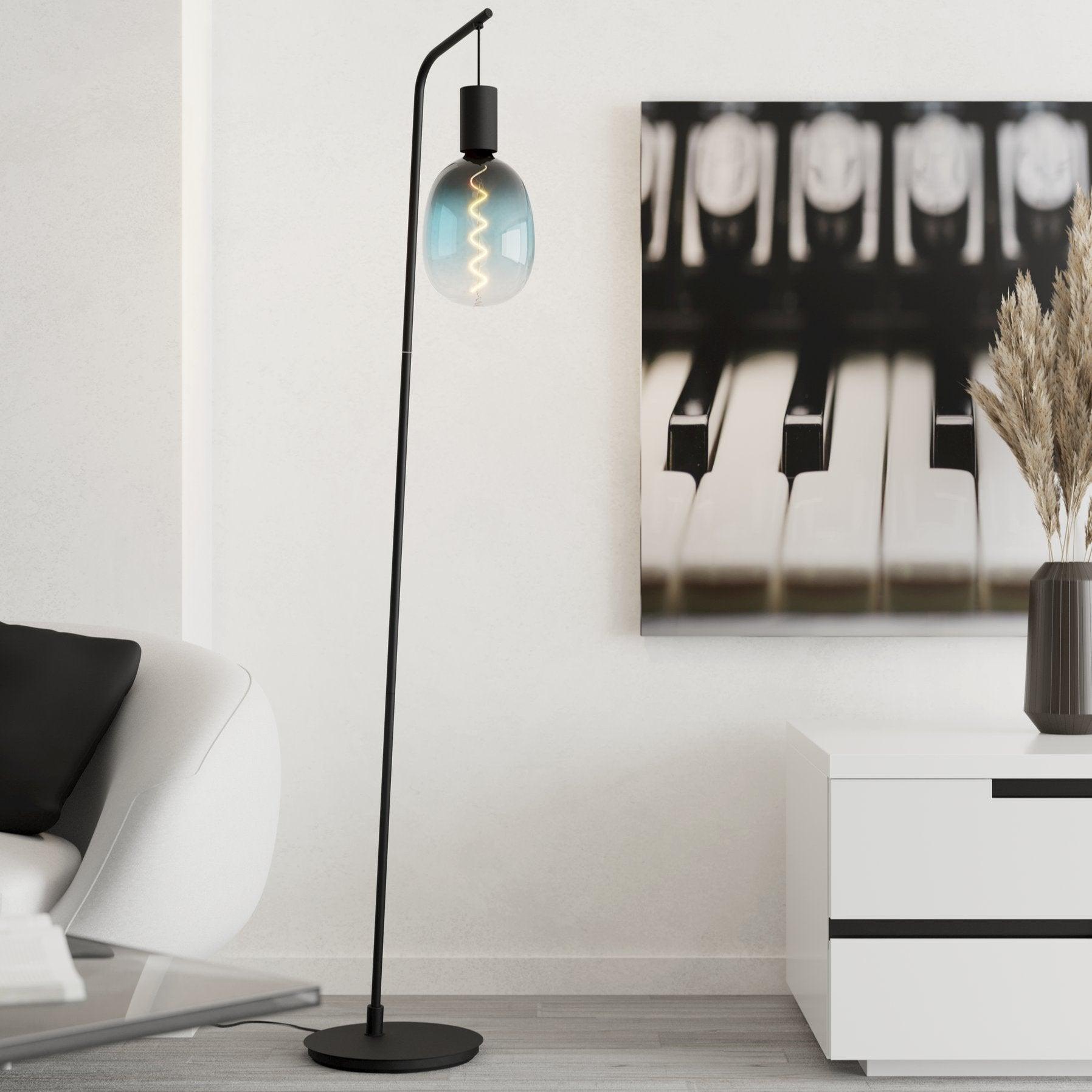 Eglo Cranley Black Metal Floor Lamp - Modern Adjustable Standing Light for Living Room, Bedroom & Office - Dimmable LED Reading Lamp with Remote Control
