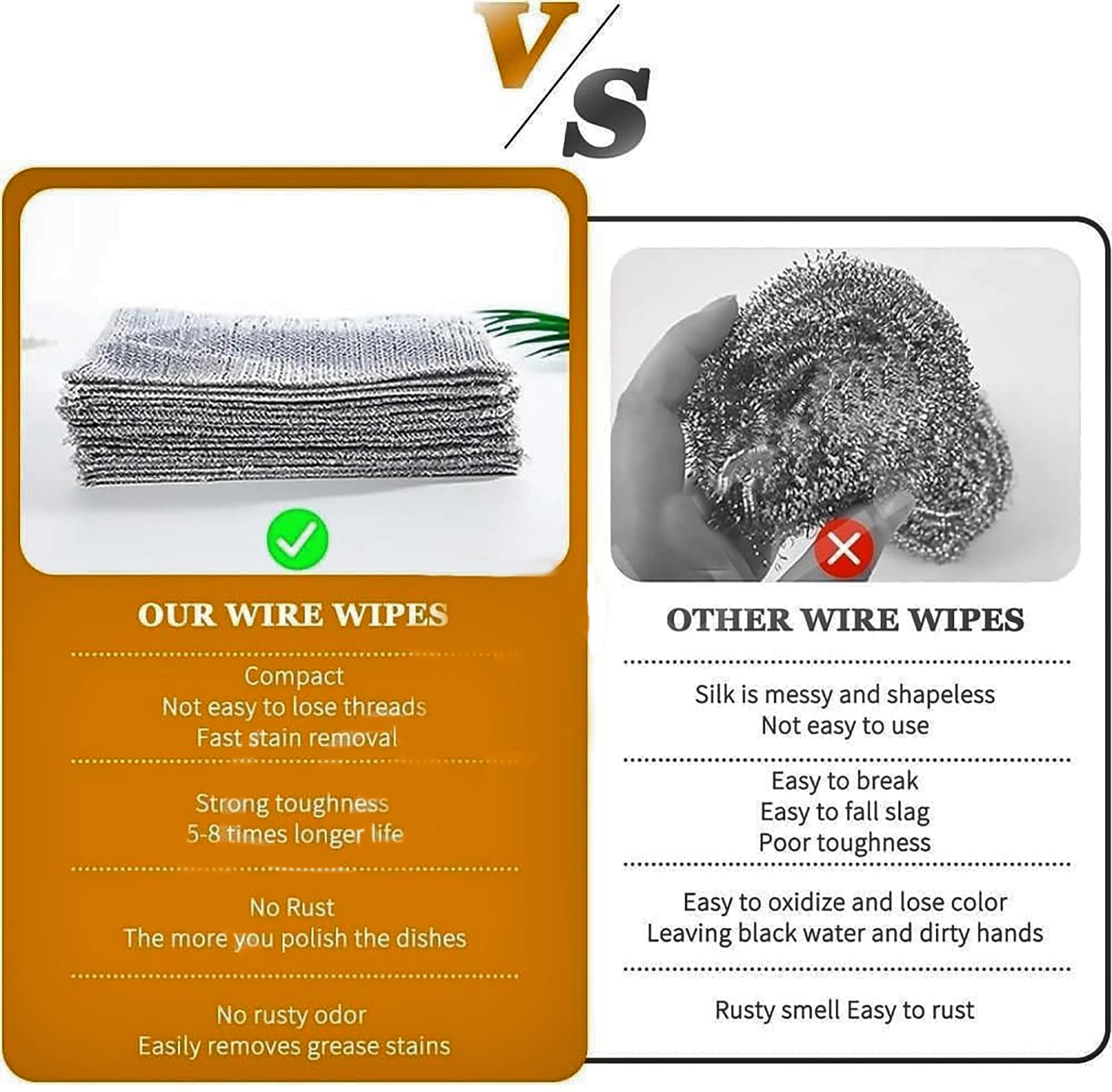 6 Pack Non-Scratch Double Layer Wire Dishcloths - Reusable Kitchen Cleaning Rags for Wet & Dry Use, Easy Rinse Dishwashing Cloths for Sinks, Countertops & Cookware (Multipurpose, Durable) - Perfect for Daily Dishwashing, Stain Removal & Household Cleaning