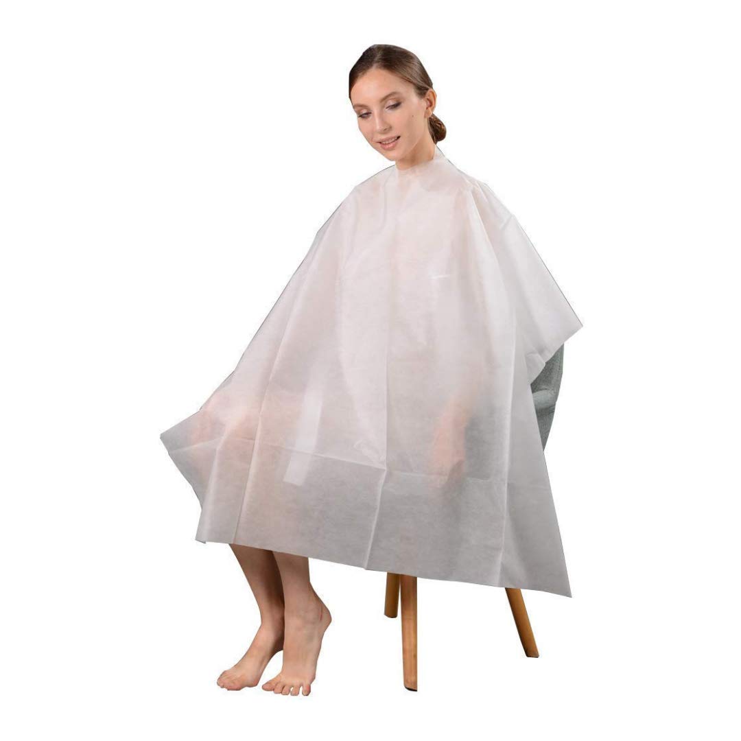 Doberyl® 10 Pack Disposable Hair Cutting Capes - Single Use White Barber Aprons for Salon, Home & Professional Use | Waterproof & Comfortable for Haircuts, Coloring & Styling (Color May Vary)