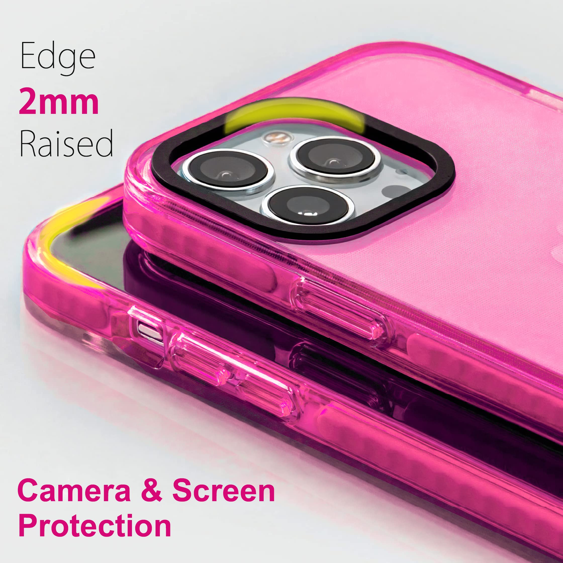 Retro Neon Clear Case for iPhone 14 Pro (6.1 Inch) - Cute 80s Style Vibrant Design Soft Silicone Shockproof Protective Cover with Camera Protector | Perfect Gift for Women, Trendy Accessory for Daily Use & Night Out