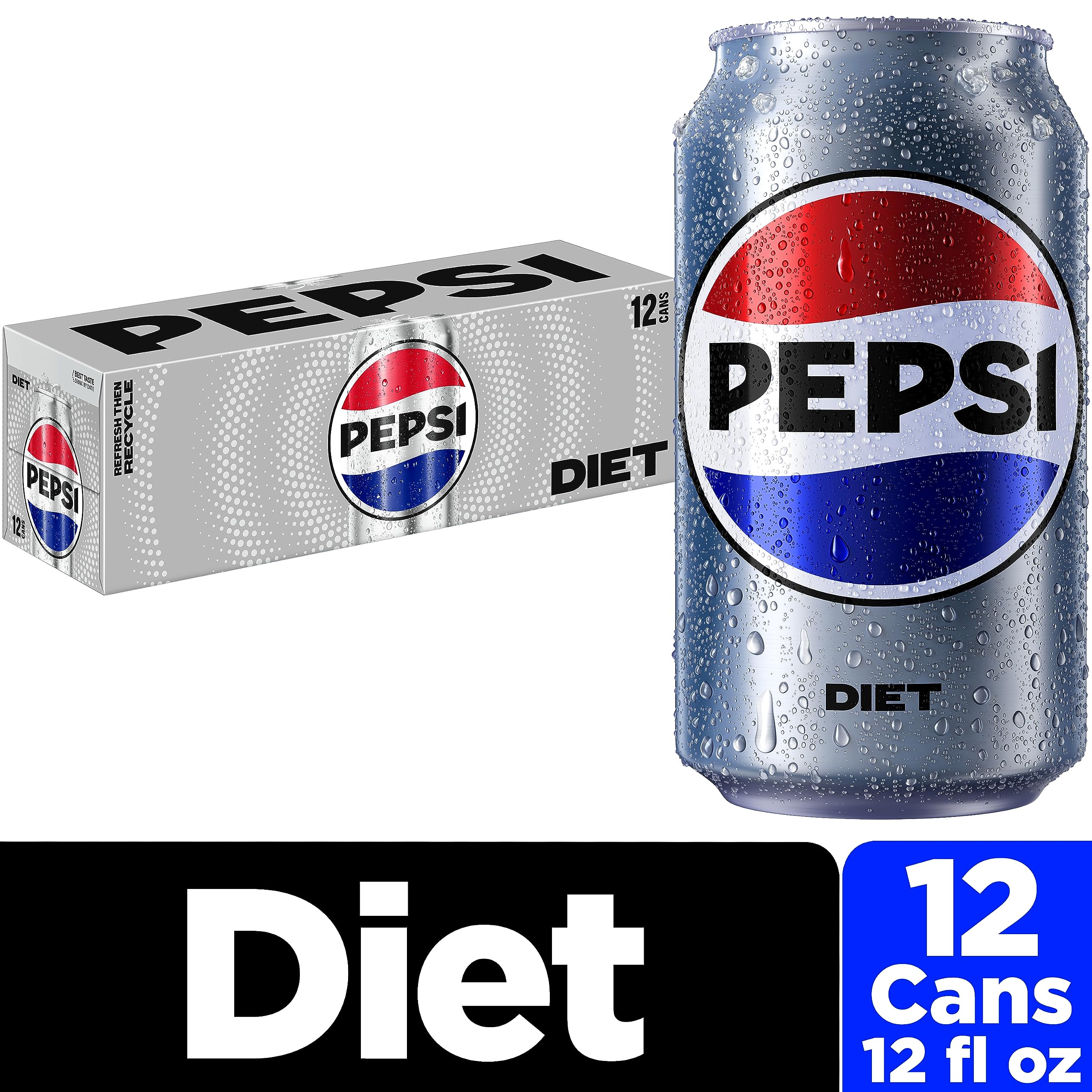 Diet Pepsi Cola Soda, 12 Fl Oz Cans (Pack of 12) - Refreshing Low-Calorie Soft Drink for Parties, BBQs & Everyday Hydration