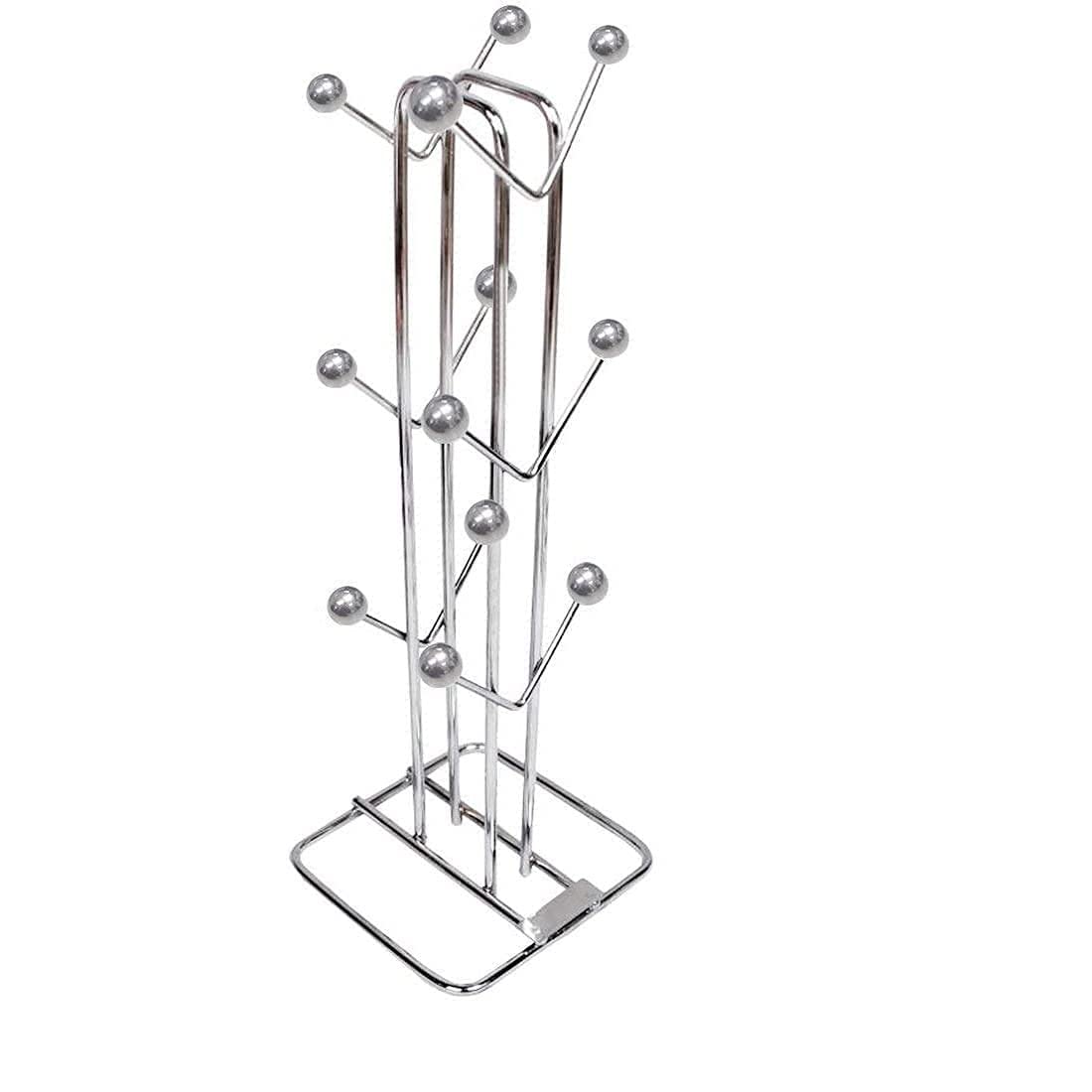 Kombuis Stainless Steel V-Shape Cup Stand with 12 Hooks - Large Coffee Mug Holder for Kitchen, Bar & Restaurant Organization