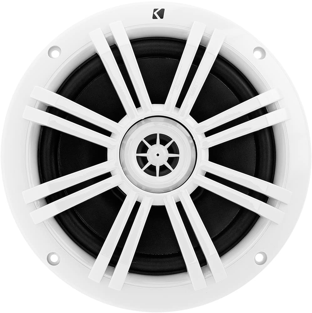 Kicker 41BKM604W 6.5 Inch KM Series 2-Way Marine Boat Speakers - Waterproof White Audio System (Single Unit) - Perfect for Boats, Yachts & Outdoor Marine Entertainment