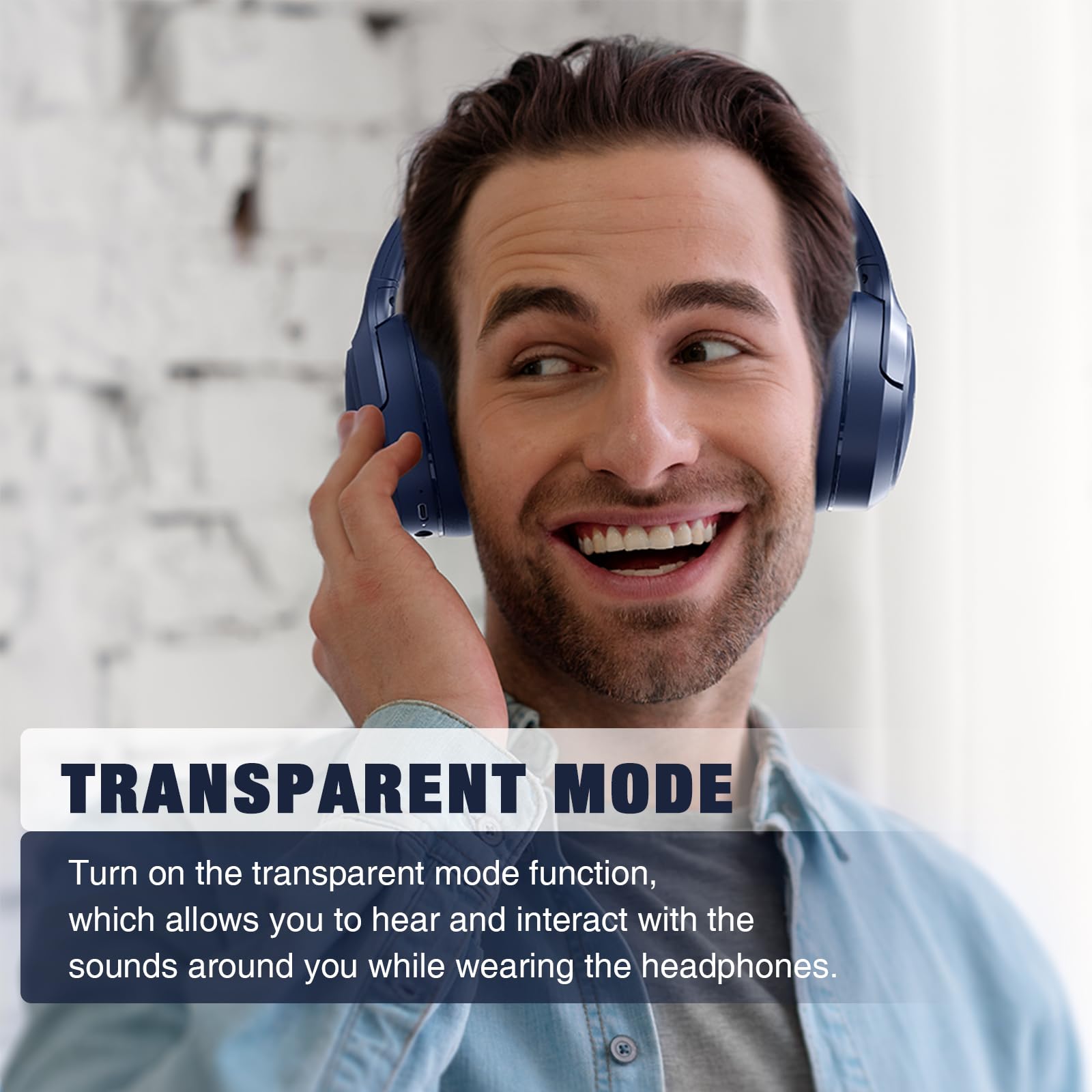 RUNOLIM Hybrid Active Noise Cancelling Wireless Over-Ear Bluetooth Headphones with Microphone - 65H Playtime, Foldable Design, HiFi Audio & Deep Bass - Perfect for Home, Travel, Office & Commuting