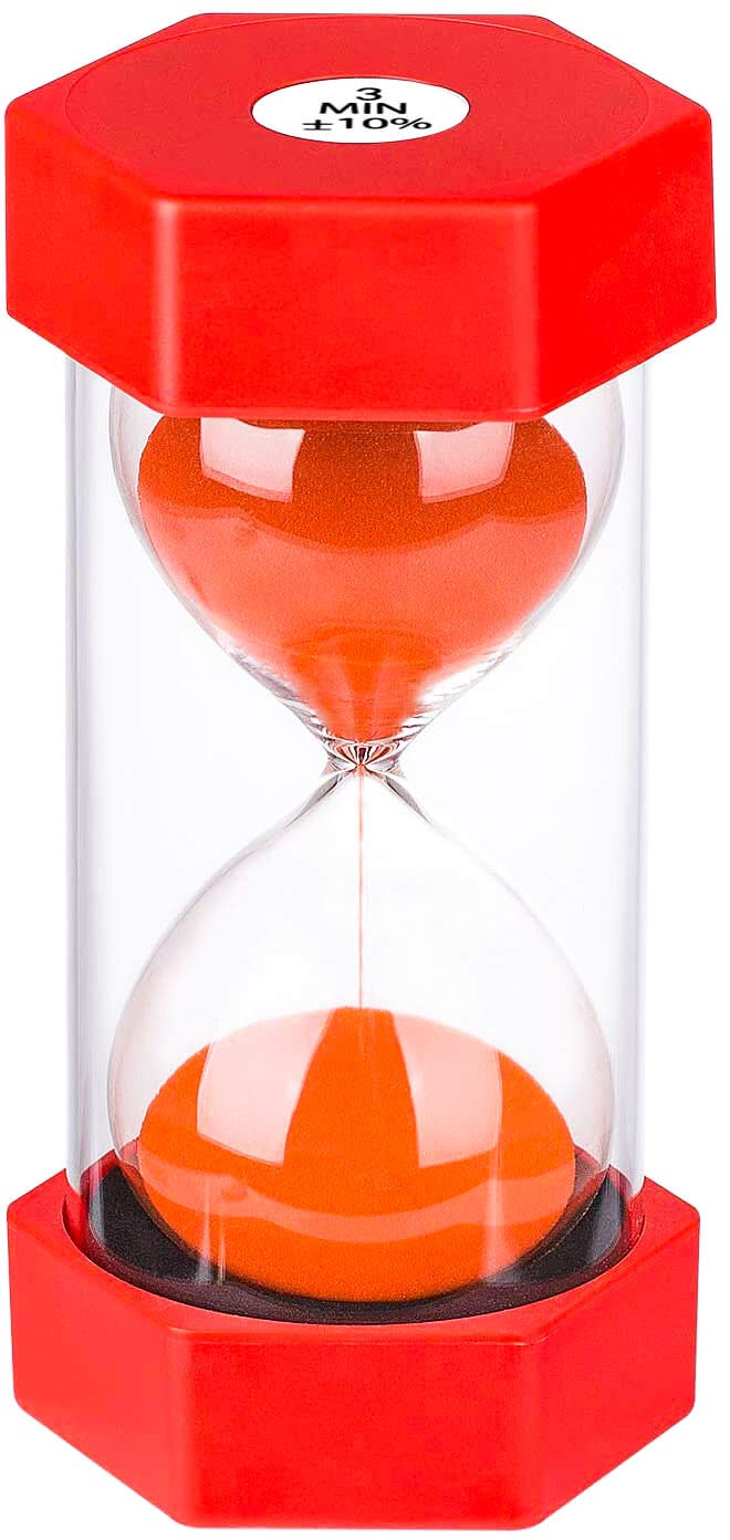 3 Minute Sand Timer - Large Red Plastic Hourglass for Kids, Games, Classroom & Kitchen Decor | Colorful Sand Clock for Time Management, Board Games, Cooking, Study & Home Decoration