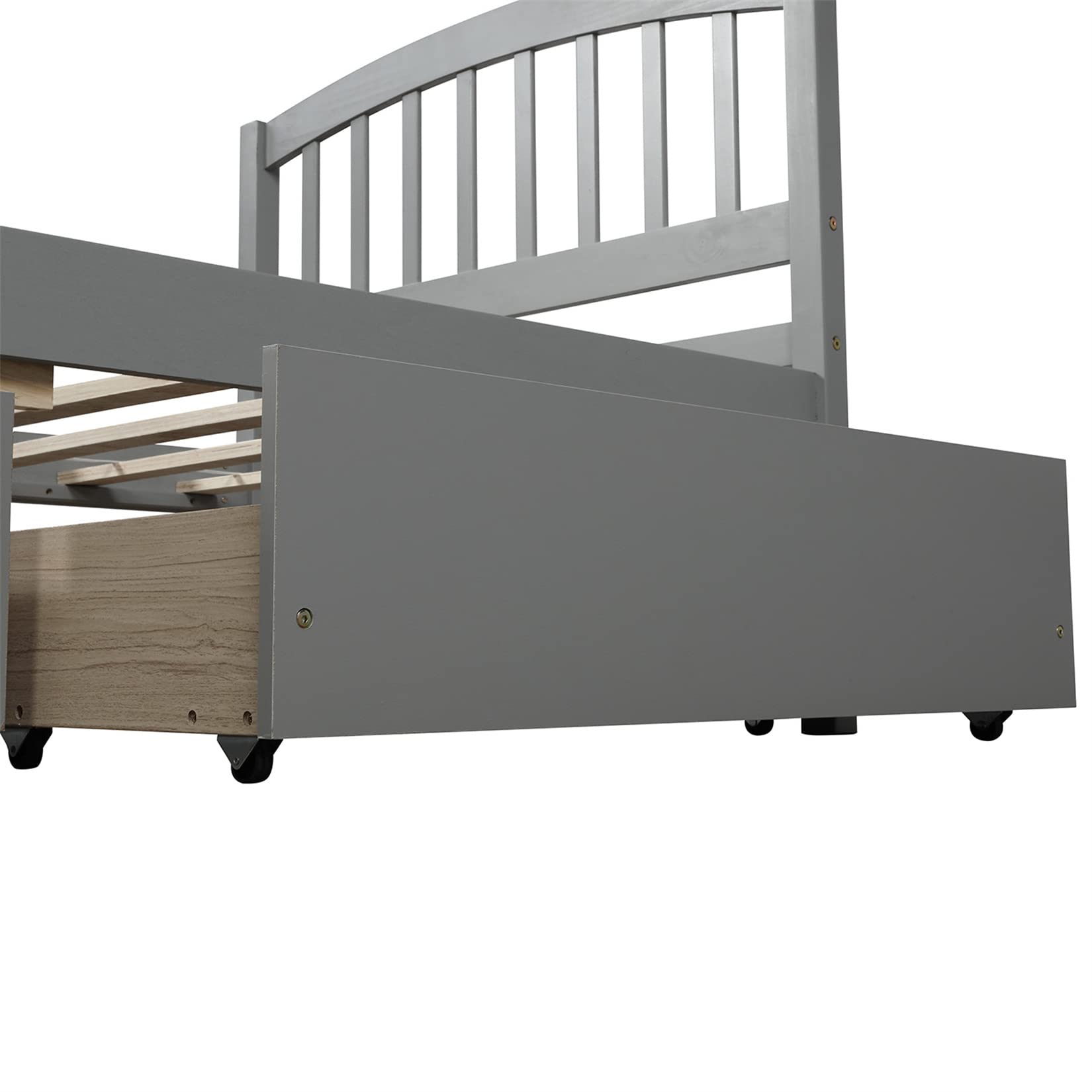 **Twin Wood Bed Frame with Headboard, Footboard & Storage Drawers - Gray Platform Captain Bed for Kids, Teens & Adults - Perfect for Small Bedrooms & Guest Rooms**