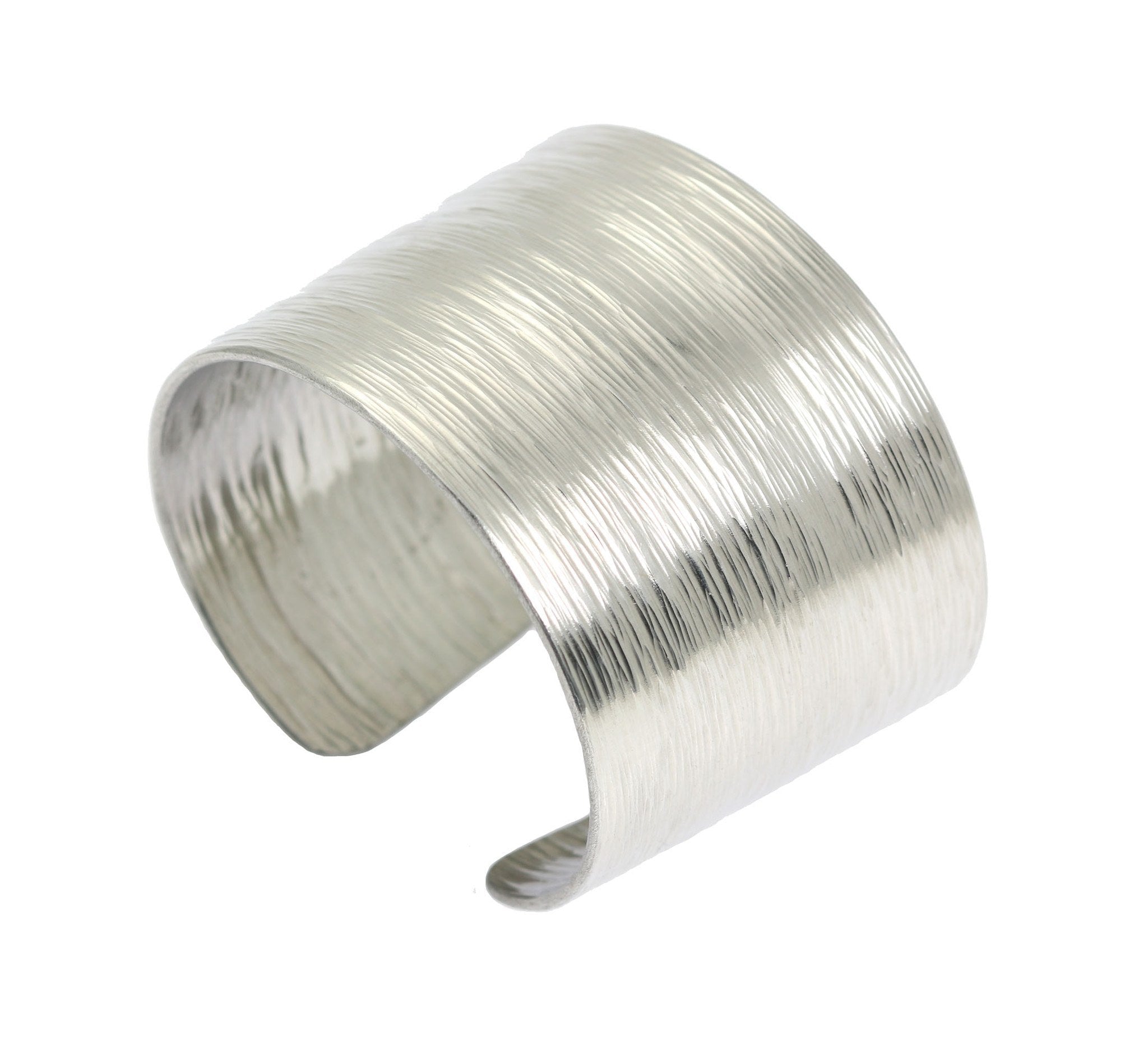 Stylish Aluminum Bark Cuff Bracelet - Wide Silver Tone Bangle for Women | Perfect for Casual Wear, Boho Outfits & Everyday Fashion Accessories