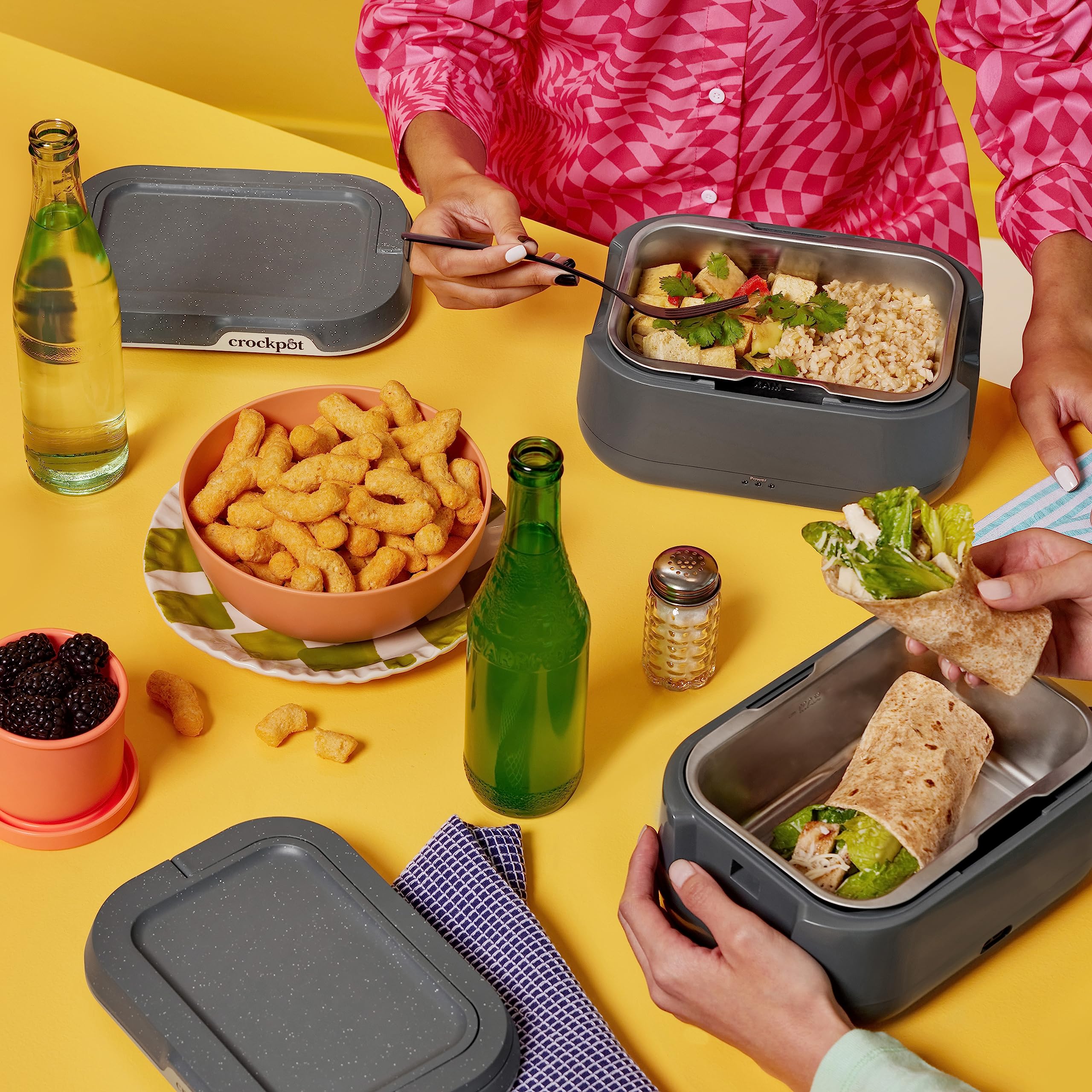 Crockpot GO Electric Lunch Box - Portable Heated Food Container for Office, Travel & School | BPA-Free, 20oz Capacity, USB Rechargeable | Keep Meals Warm Anywhere