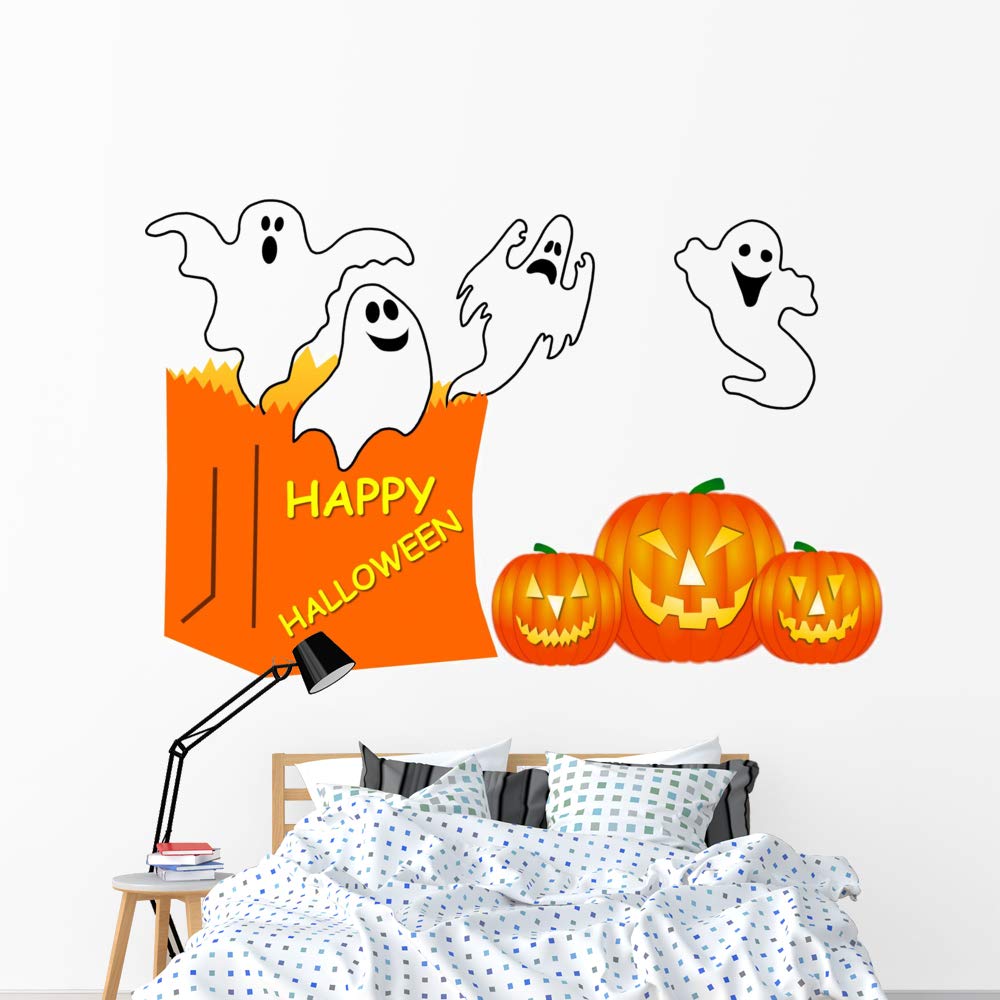 Happy Halloween Ghosts Wall Decals - Peel and Stick Wall Sticker Set (72