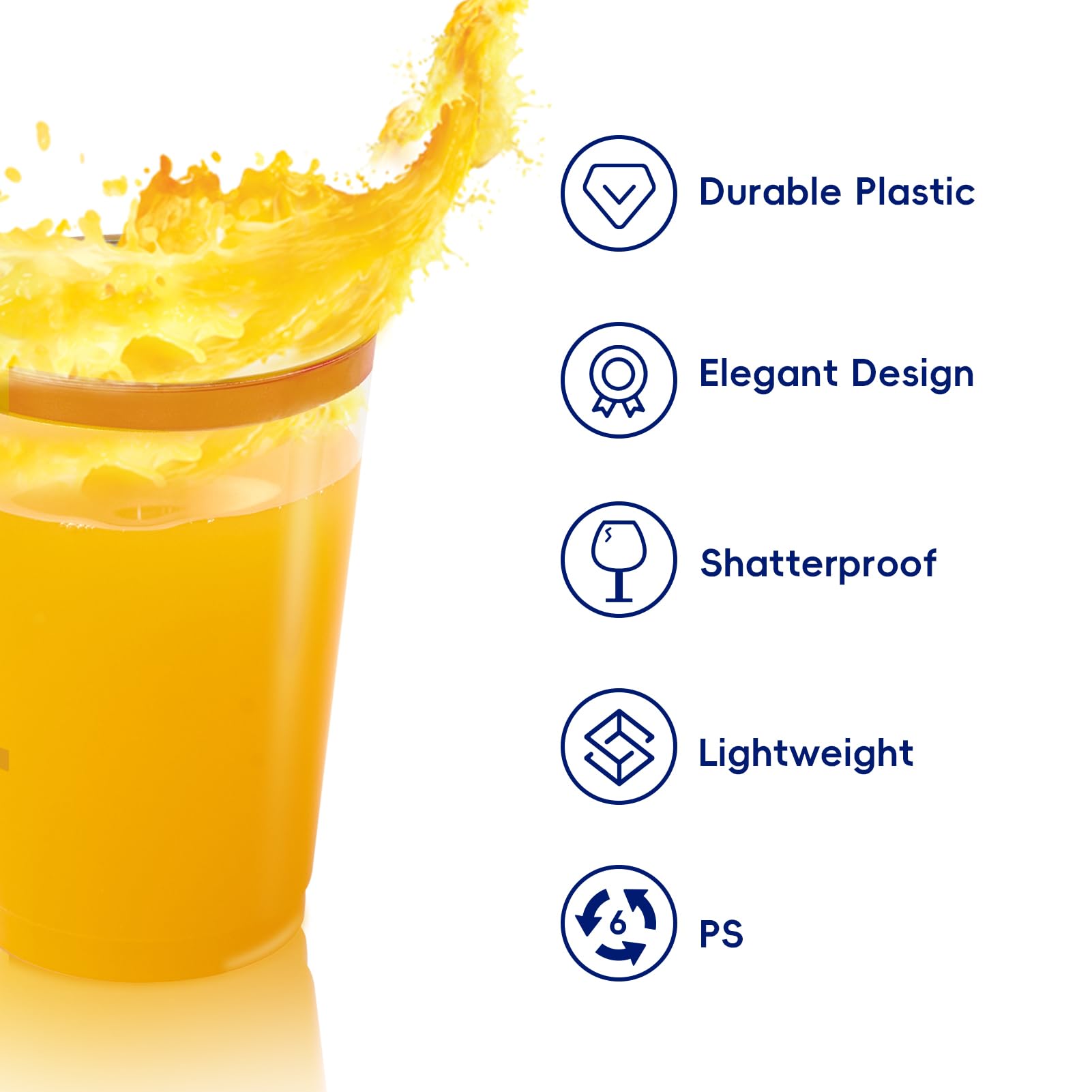 JOLLY CHEF 100-Pack 12oz Clear Plastic Cups with Gold Rim - Elegant Disposable Tumblers for Wedding, Party, Thanksgiving & Christmas - Perfect for Cocktails, Beverages & Celebrations - Ideal for Home Entertaining, Office Events and Holiday Gatherings