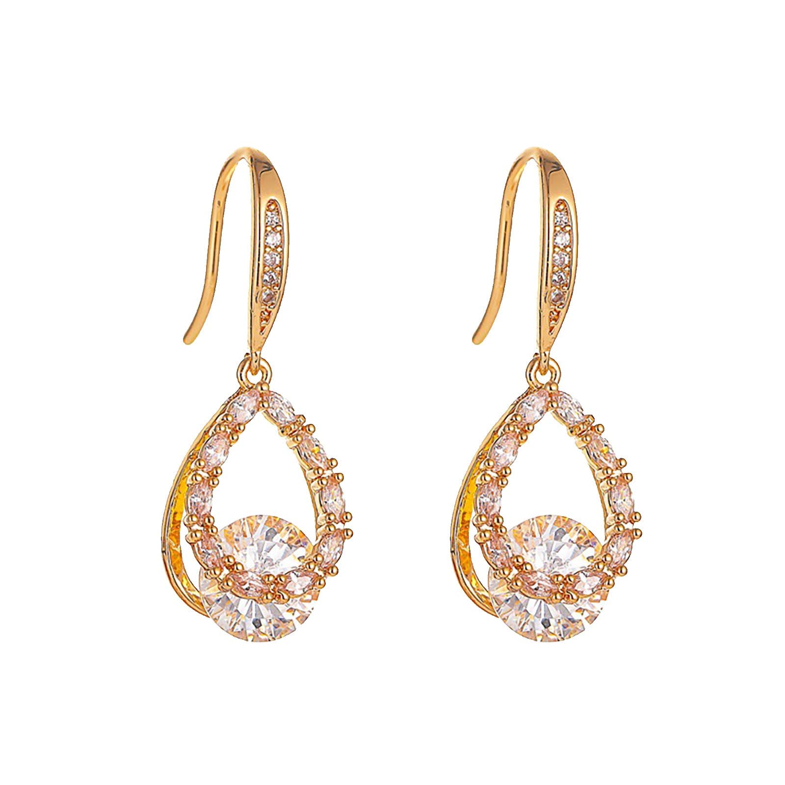 Gold Plated Dangle Hoop Earrings for Women - Fashionable Zircon Big Hoop Earrings in Silver & Wonderful Colors | Perfect for Parties, Weddings & Everyday Wear