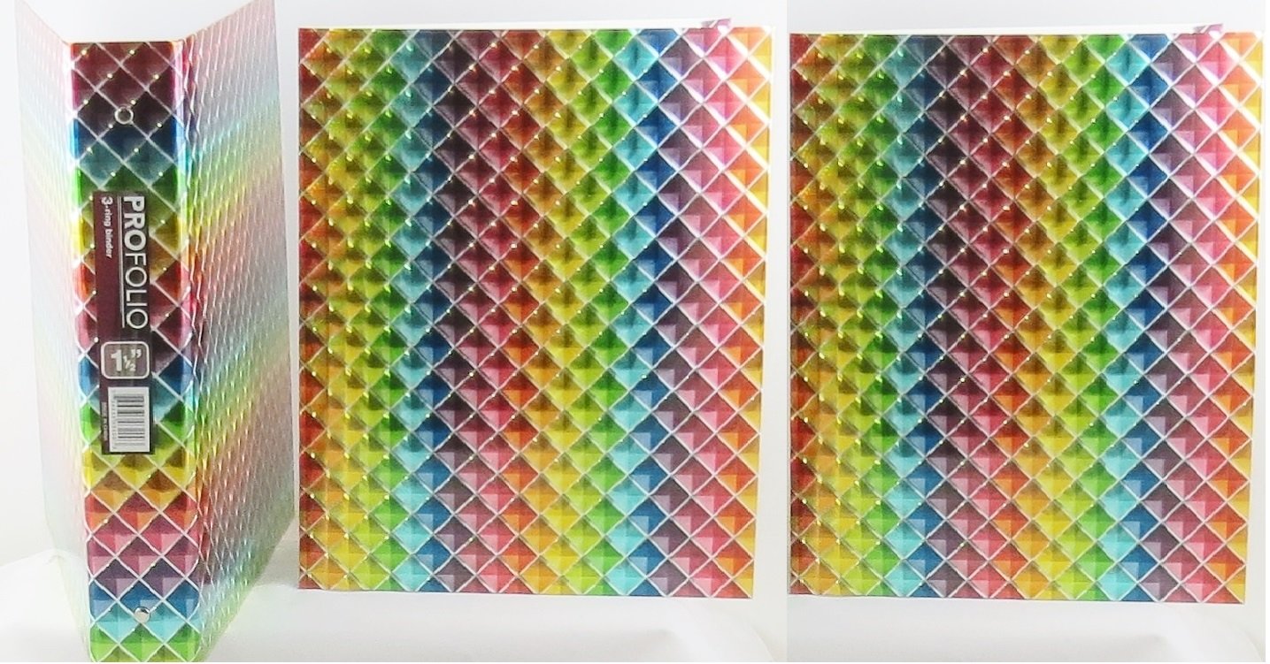3D Design Binder with 2 Portfolio Folders - Diamond Rainbow Pattern for Artists & Students | Perfect for Sketchbooks, Art Projects & School Presentations