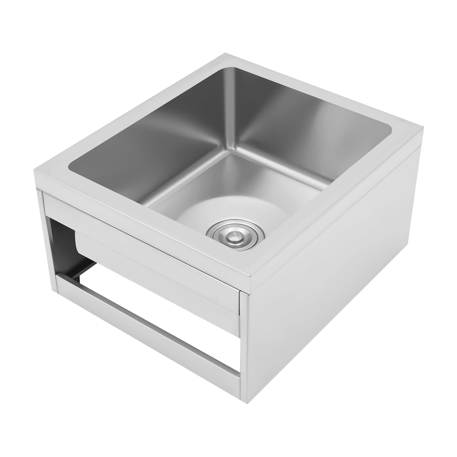 Stainless Steel Utility Sink with Drainage & Filter Basket - 22x19x12in Floor Mount Mop Sink for Kitchen, Laundry, Garage & Restaurant - Perfect for Outdoor Cleaning & Commercial Use