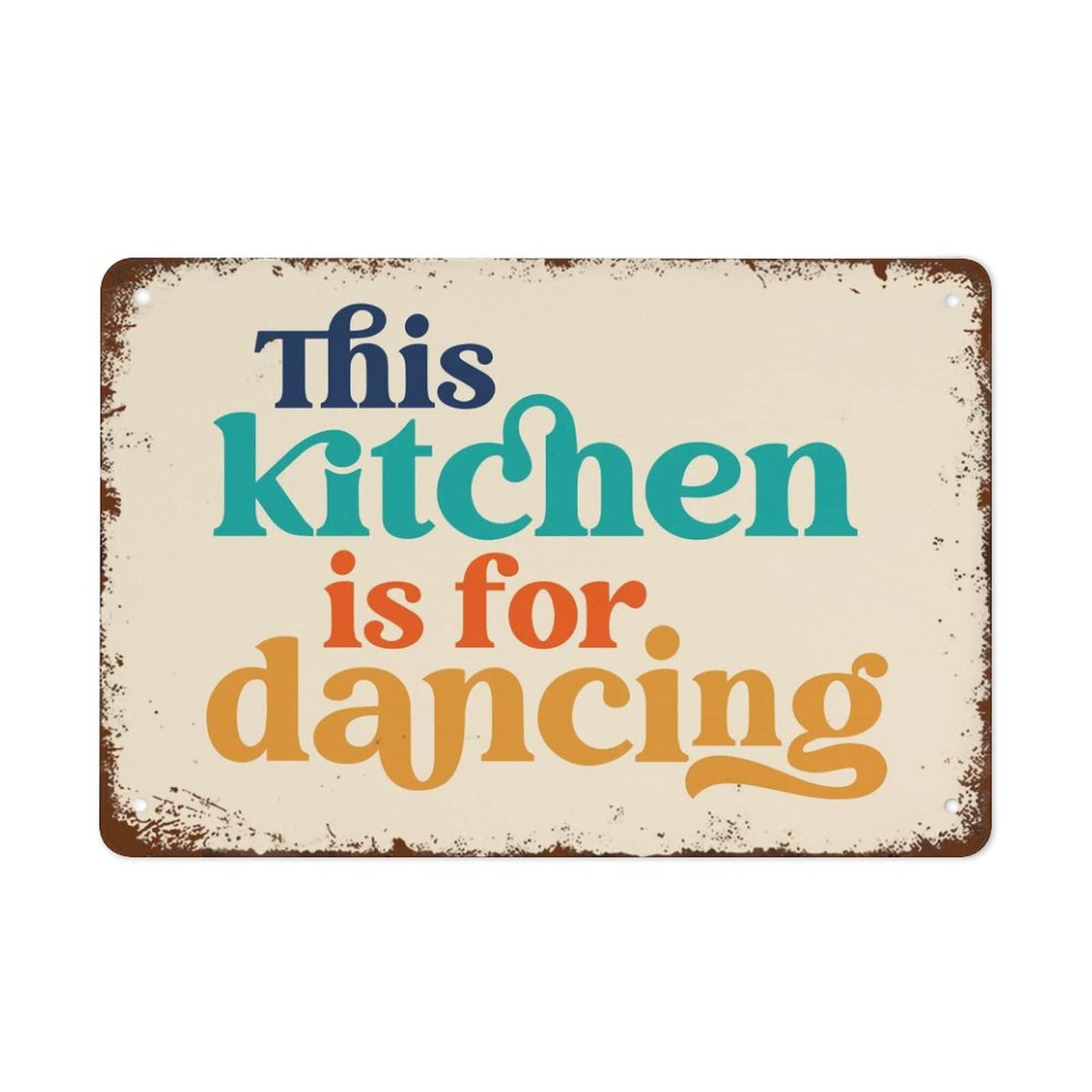 Vintage Tin Metal Sign - 'This Kitchen is for Dancing' Retro Wall Art Poster (8x12 Inch) | Funny Typography Kitchen Decor for Home, Bar, Cafe & Garage | Perfect for Dance Parties & Retro-Themed Spaces