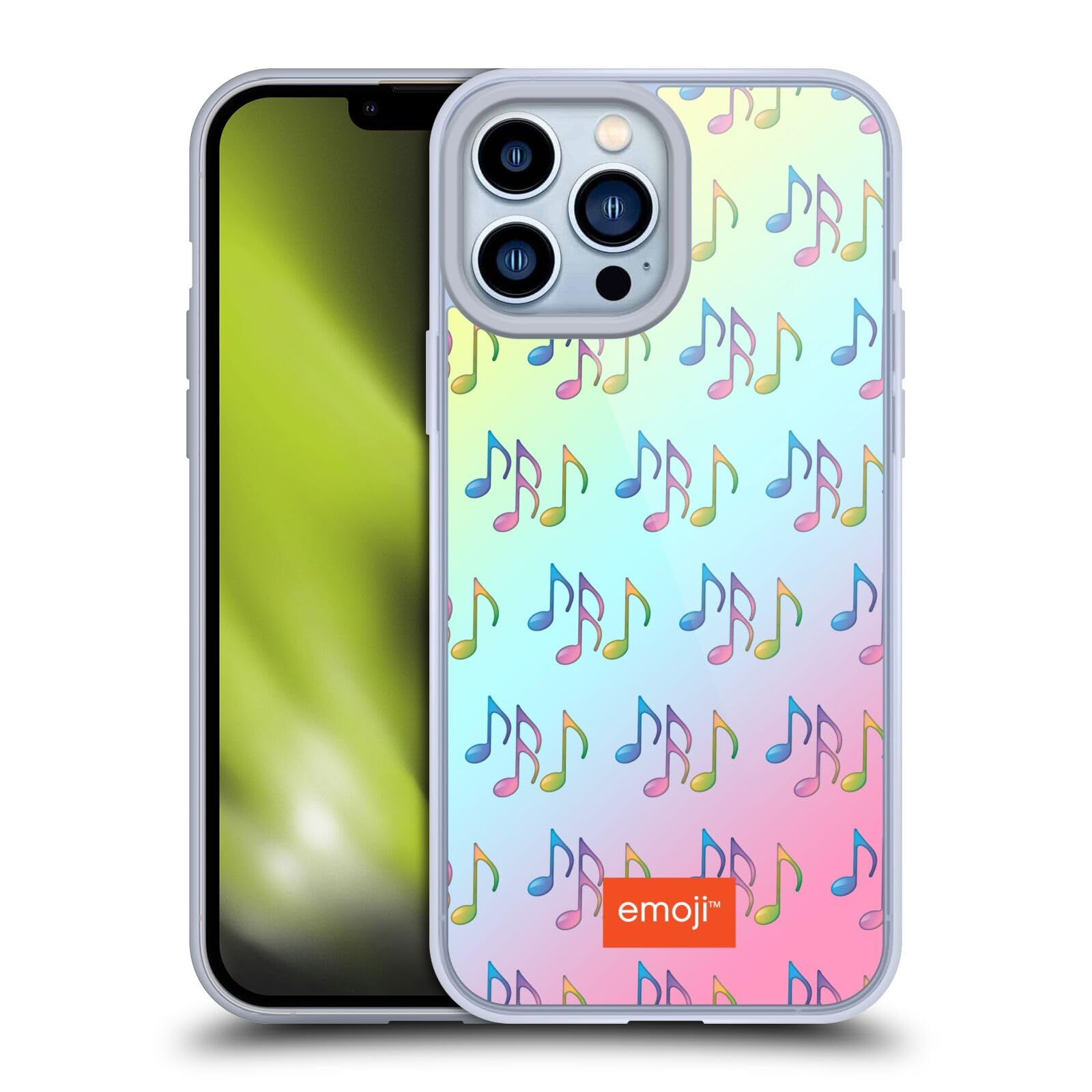 Official Emoji® Licensed Colorful Music Pattern Soft Gel Case for Apple iPhone 13 Pro Max - Fun Protective Cover for Daily Use, Work & School
