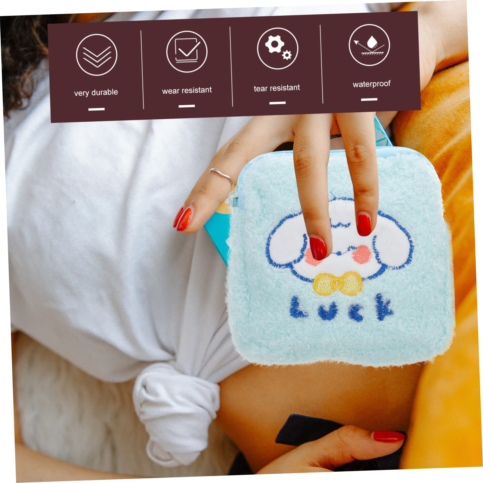 GRADENEVE Sanitary Napkin Storage Bag - Waterproof & Odor-Proof Pouch for Women & Girls - Compact Travel Organizer for Feminine Hygiene Products, Makeup, Coins & Small Essentials - Perfect for School, Gym & Travel (Blue)