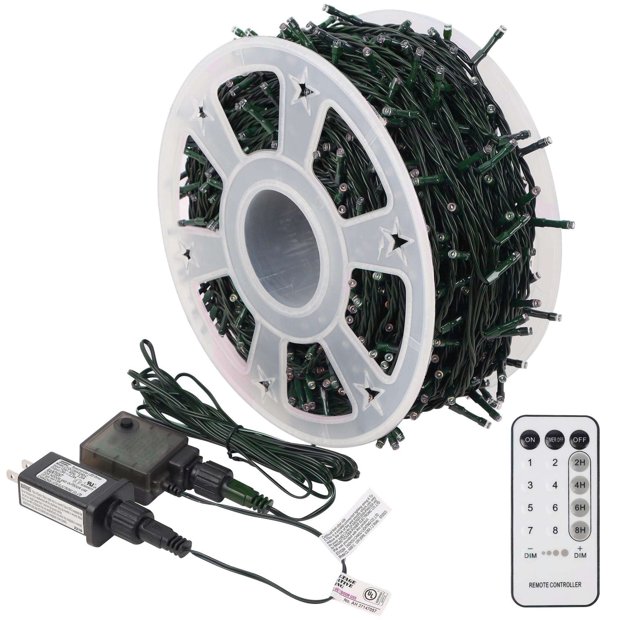 1000LED Christmas Lights 328FT - Remote Control, 8 Modes, Waterproof for Outdoor & Wedding Decor