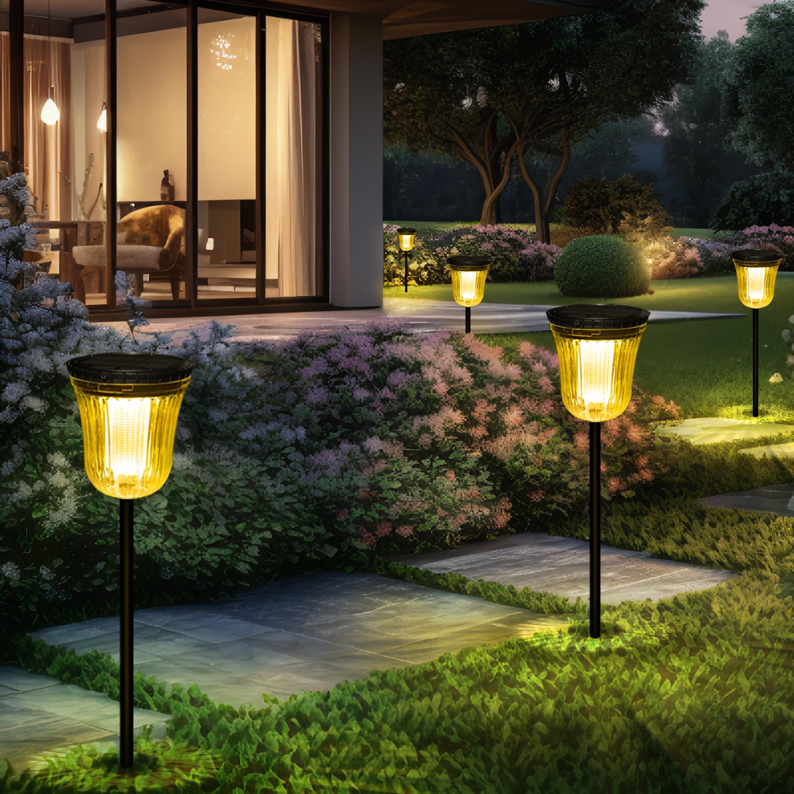 Solar Pathway Lights Outdoor Waterproof IP65 - 200LM Auto On/Off Solar Garden Lights for Yard, Walkway, Driveway & Path | Perfect for Landscape Lighting, Backyard Decor & Nighttime Safety