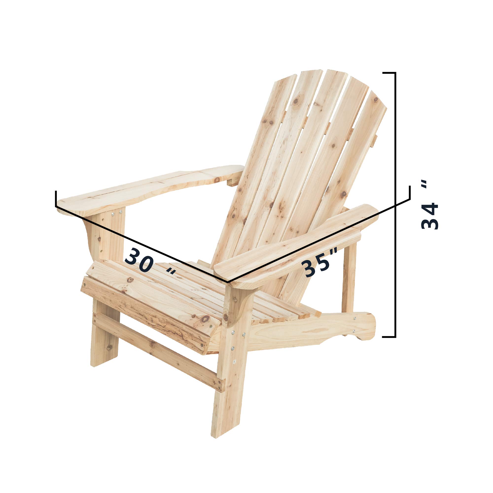 PatioFestival Wood Adirondack Lounger Chair - Unpainted Fir Outdoor Furniture for Yard, Patio, Garden & Lawn - Natural Finish Adirondack Chair - Perfect for Relaxing, Sunbathing & Backyard Decor