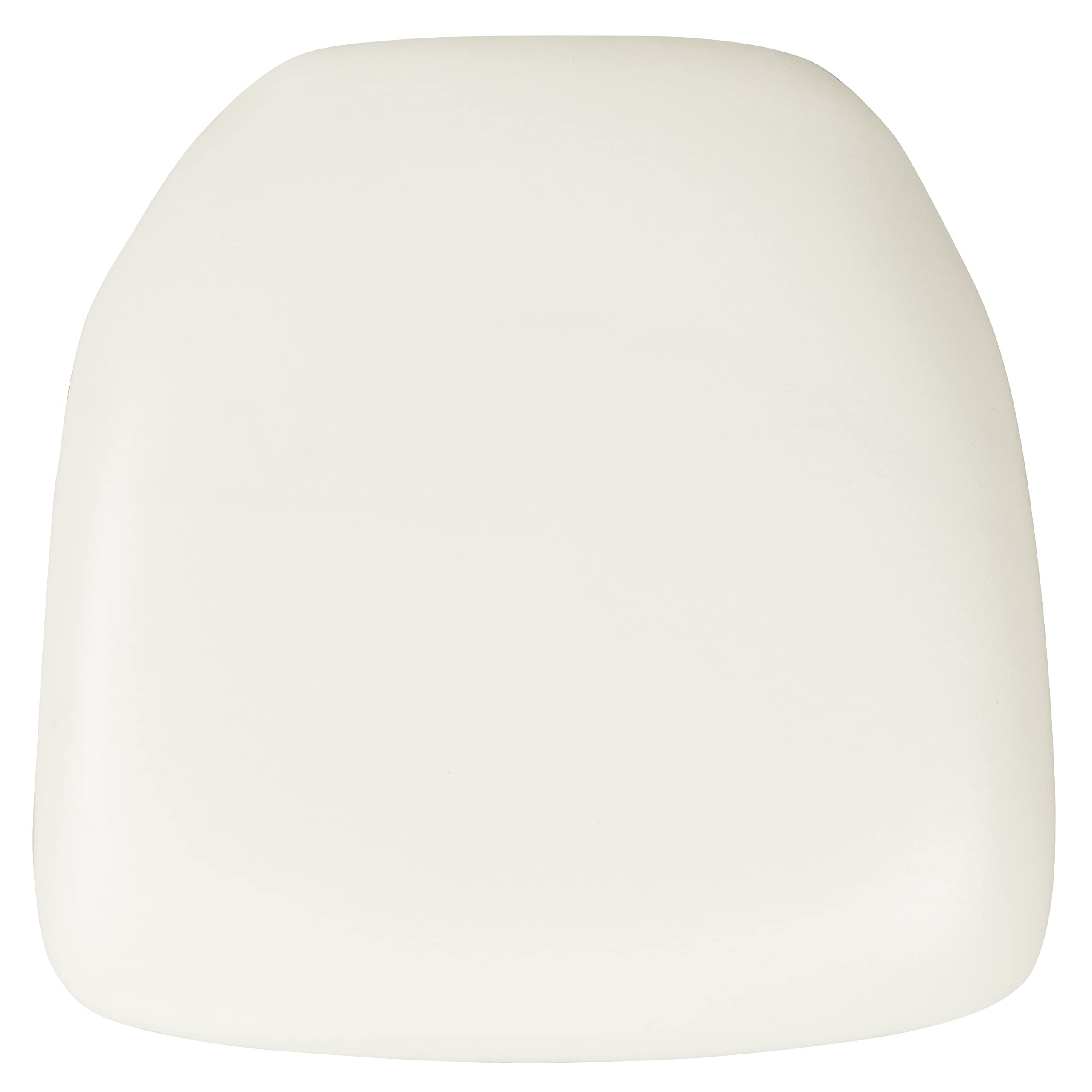 Flash Furniture 100 Pack Hard White Vinyl Chiavari Chair Cushions - Durable, Waterproof Seat Pads for Wedding, Banquet, and Event Chairs - Perfect for Indoor and Outdoor Use