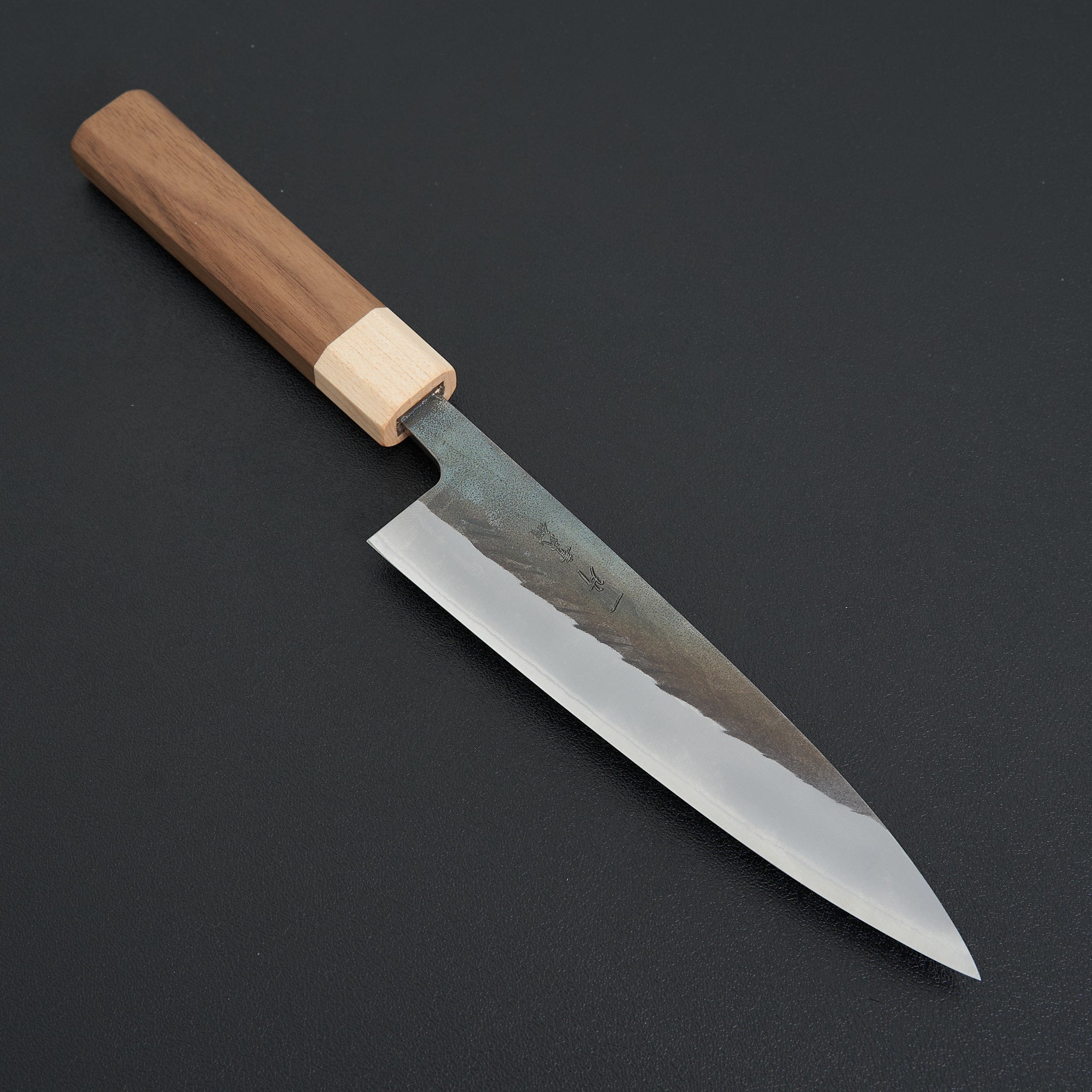 Hitohira TD Blue #2 Stainless Clad Kurouchi Gyuto 165mm Japanese Chef Knife with Walnut Handle - Perfect for Sushi, Meat Cutting & Professional Kitchen Use