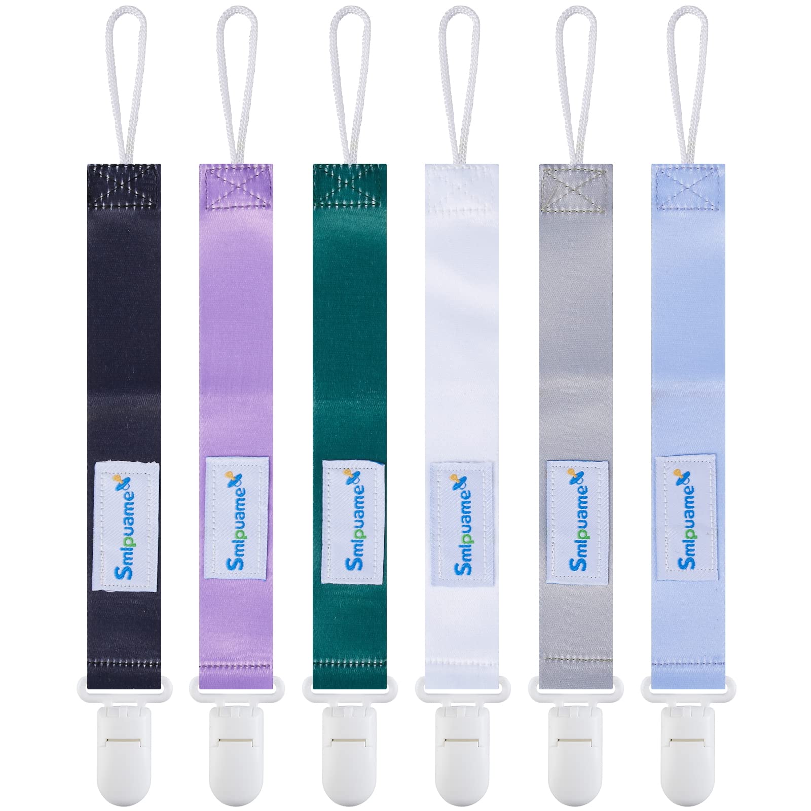 6 Pack Stylish Pacifier Clips for Baby Boys & Girls - Universal Lightweight Binky Holder with Secure Clips, Fits Most Pacifiers & Teething Toys - Perfect Baby Shower Gift & Daily Use for Strollers, Car Seats & Diaper Bags (Cool Color Set)
