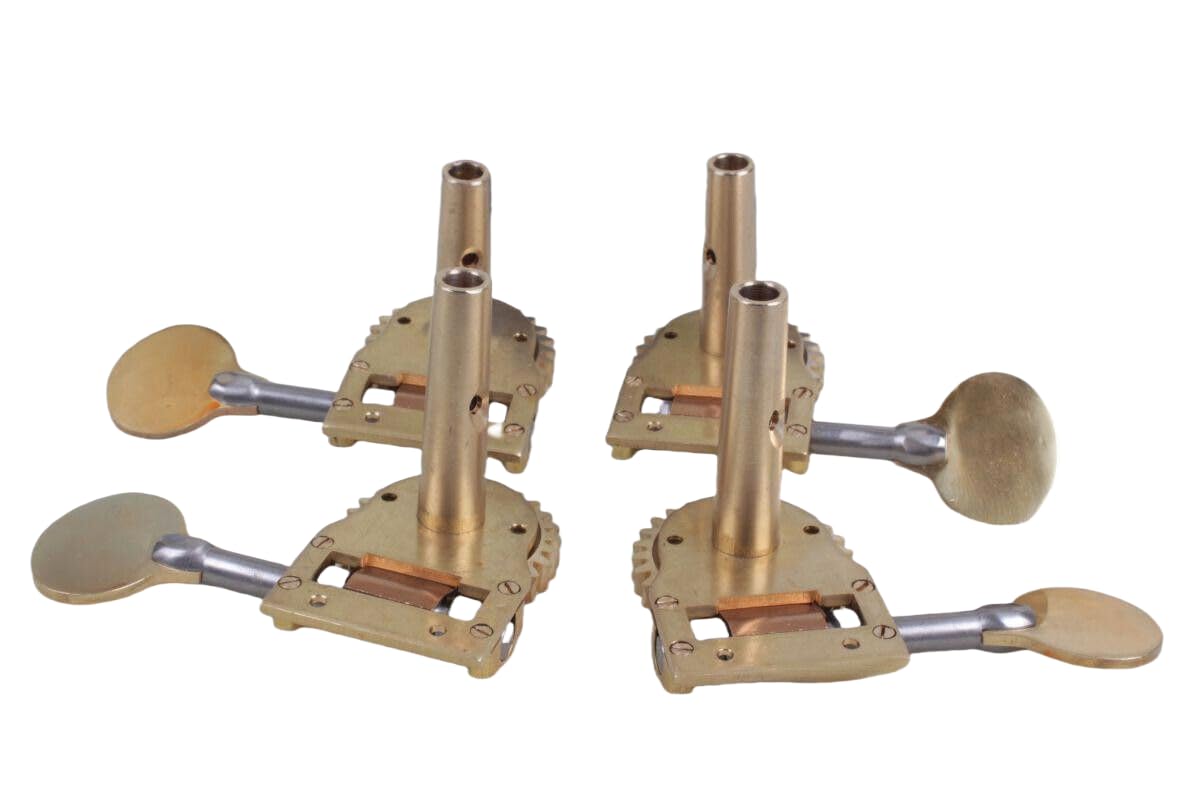 3/4 Upright Double Bass Pegs Set - Brass String Winder & Tuner for Bass Violin - 4-String Round Handle Large Wheel Machine Head - Perfect for Orchestra, Jazz Performances & Music Practice