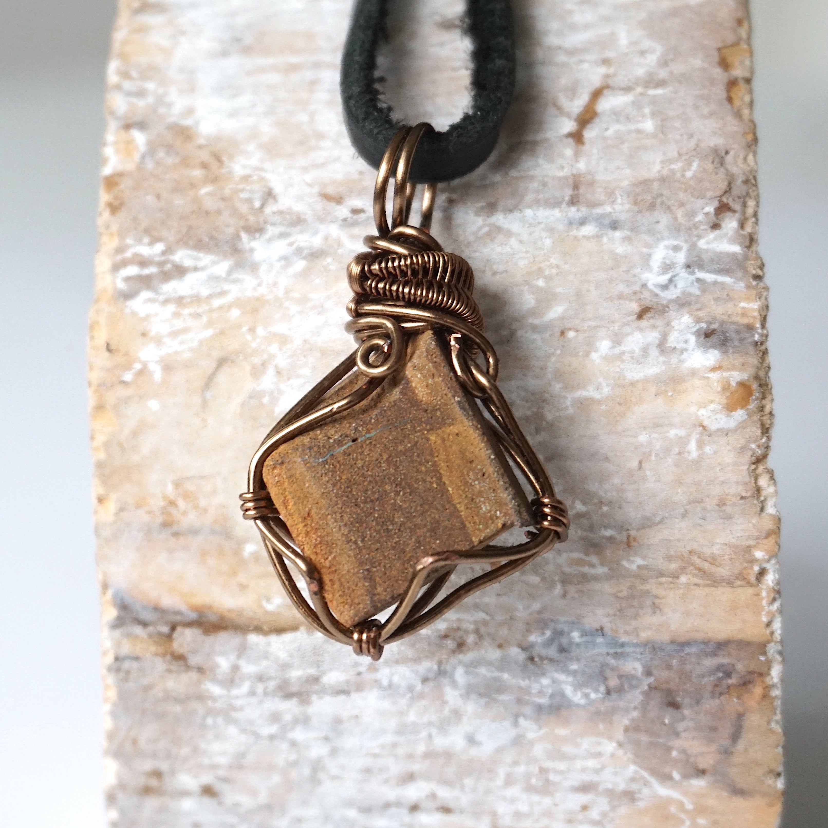 Blue Boulder Opal Pendant Necklace in Antique Brass - Elegant Bohemian Jewelry for Women, Perfect for Weddings, Parties & Everyday Wear