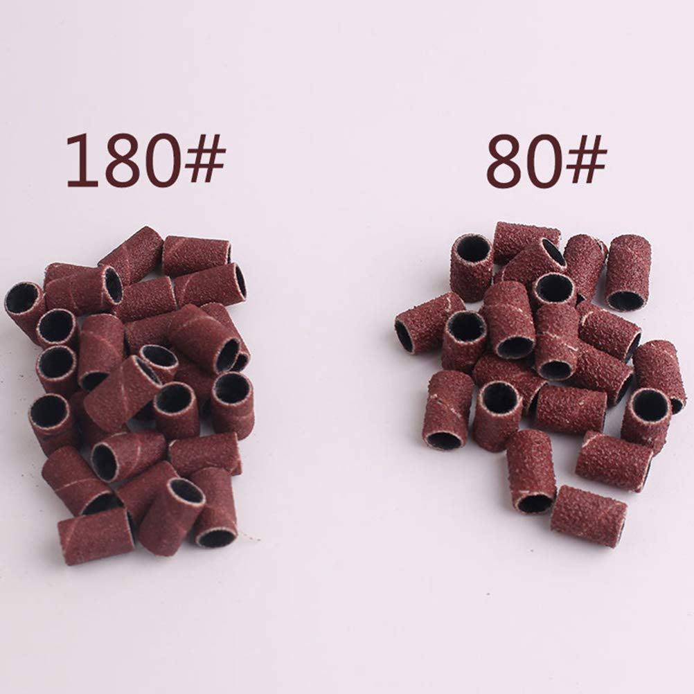 200pcs 180 Grit Nail Sanding Bands for Electric Drill Machine - Professional Manicure & Pedicure Tools with Frosted Roller Ring - Perfect for Nail Art, Toenail Filing & Salon Use at Home
