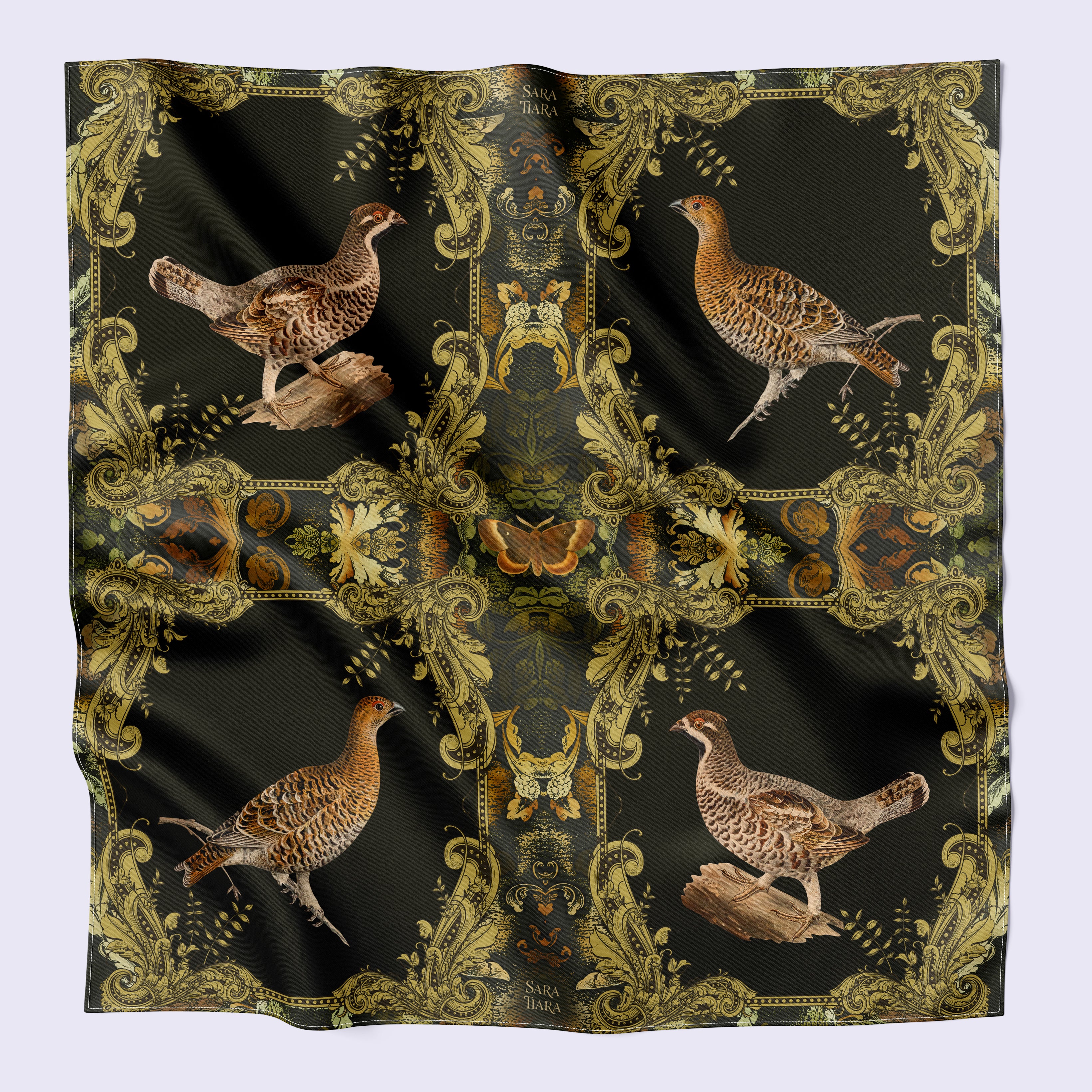 Stylish Large Square Scarf - Double Sided Grouse Print Fashion Accessory for Women | Perfect for Fall Outfits, Office Wear & Special Occasions