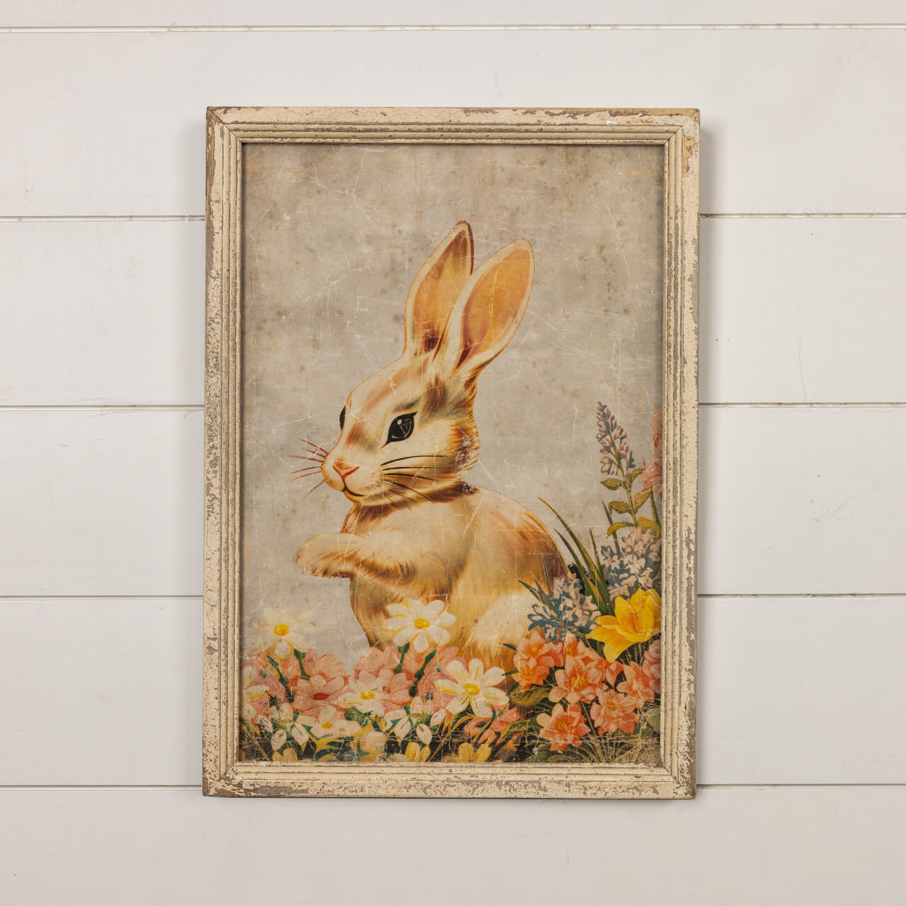 Framed Cream Bunny Print Wall Art - Elegant Home Decor for Nursery, Kids Room & Living Room - Perfect Gift for Easter & Baby Showers