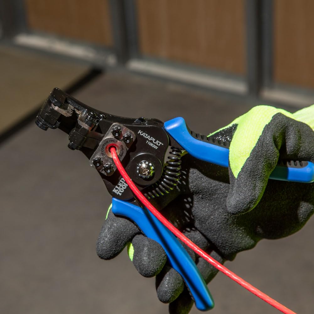 Klein Tools 11063W Heavy Duty Automatic Wire Stripper & Cutter for 8-20 AWG Solid & 10-22 AWG Stranded Wires - Professional Electrician Tool for Electrical Work, DIY Projects & Home Repairs