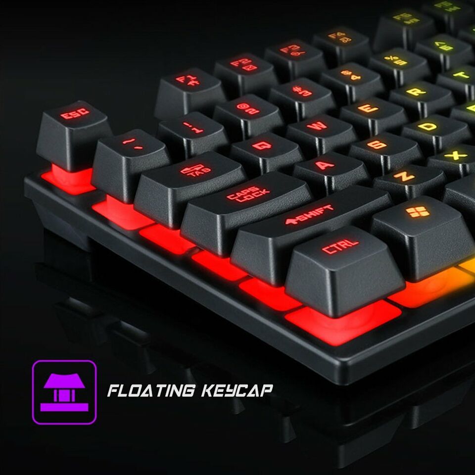 T WOLF T17 True Mechanical Gaming Keyboard - RGB Backlit, Metal Frame for Esports, PC, Laptop & Tablet | Perfect for Office, Home & Business Use | Durable Punk-Style Design for Professional Gamers & Typists