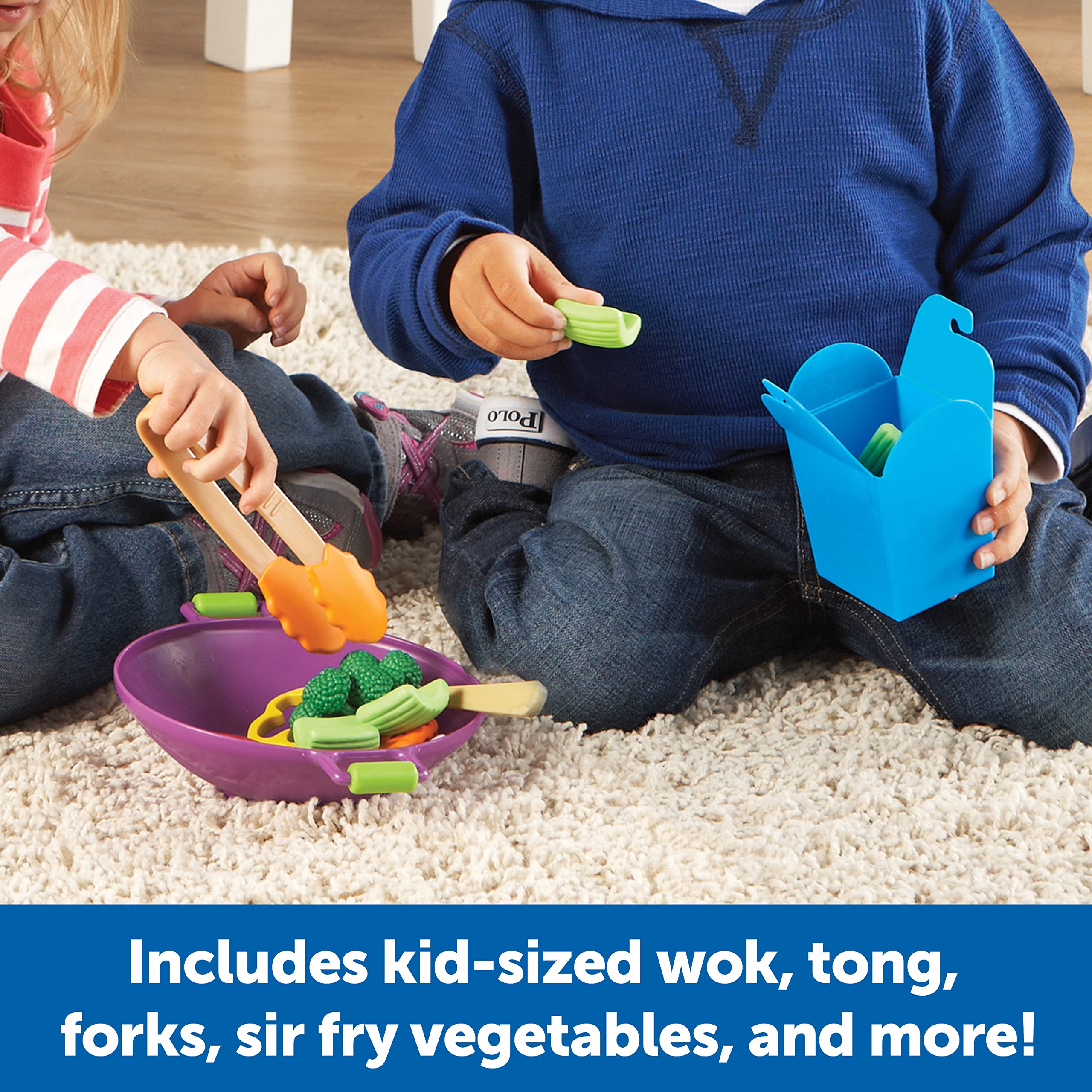 Learning Resources New Sprouts Stir Fry Play Food Set - 17 Piece Pretend Kitchen Toys for Toddlers 18 Months+, Educational Role Play for Kids - Perfect for Home, Preschool & Playdates