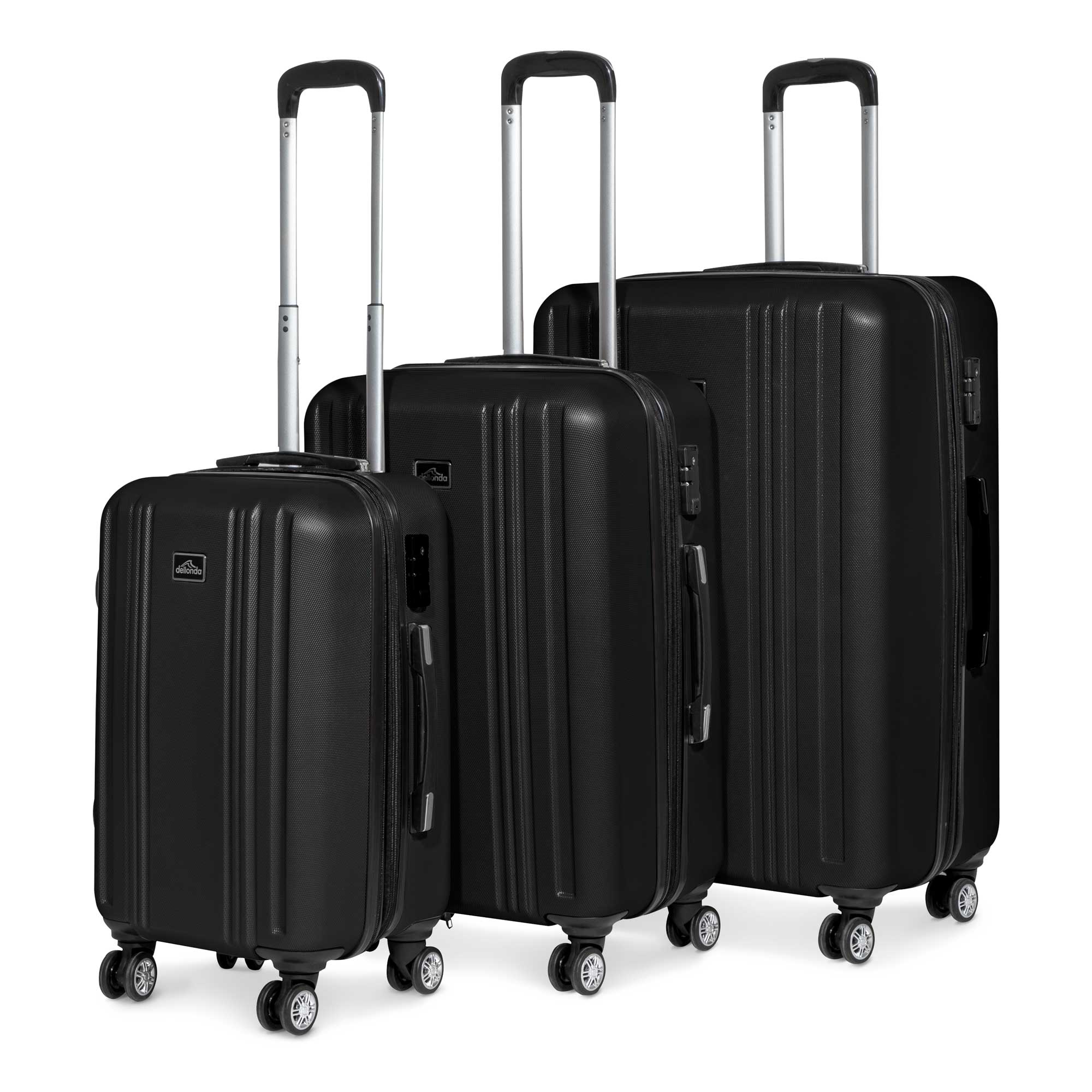 3 Piece Lightweight ABS Luggage Set with TSA Lock - Black DL11 Suitcase Trolley for Travel, Business Trips & Vacations