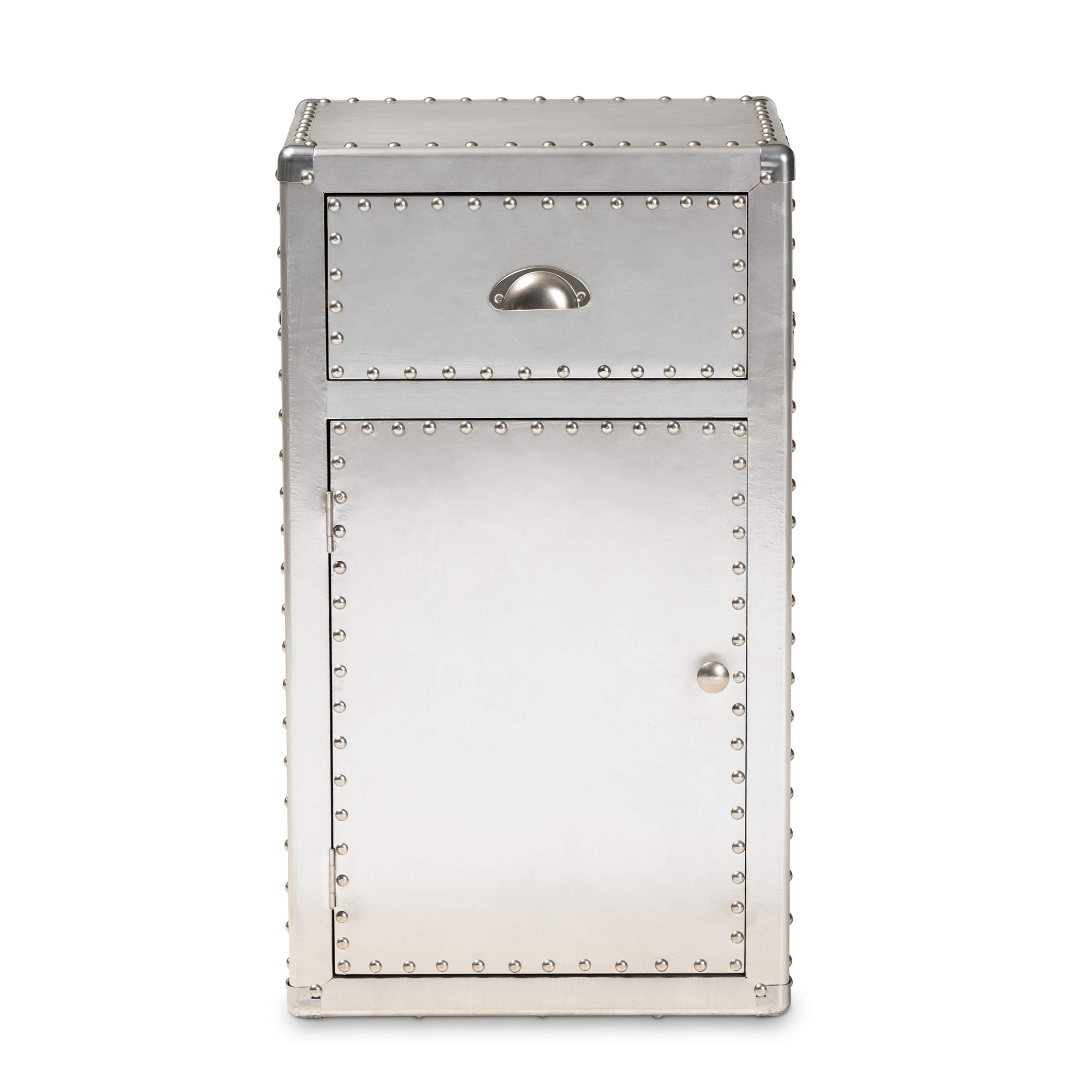 Baxton Studio Multipurpose Shelving and Cabinets - Silver Metal Storage Solution for Home Office, Living Room & Bedroom Organization