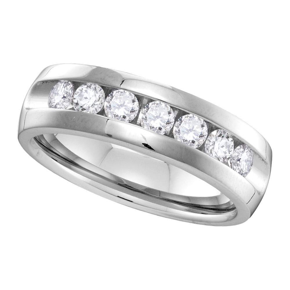 14K White Gold Men's Round Diamond Wedding Band Ring - 1 CTTW Channel Set - Perfect for Engagements, Anniversaries & Special Occasions | Jewels By Lux