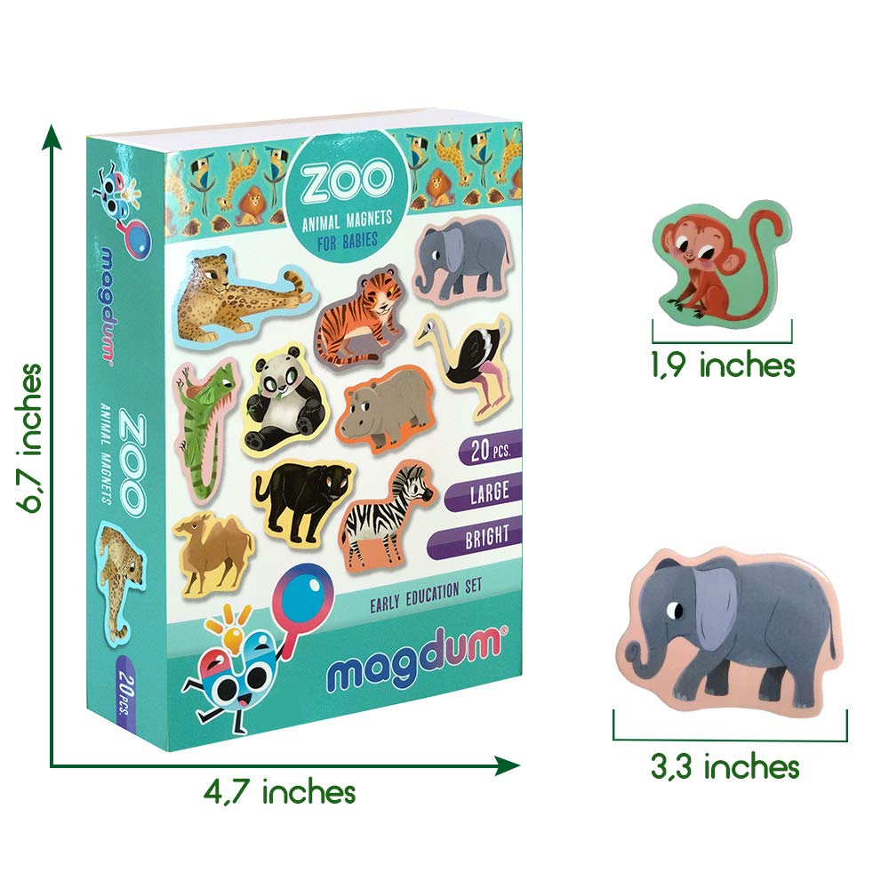 ZOO Animal Magnets for Kids - Large Refrigerator Magnets for Toddlers - Educational Magnetic Toys for 3 Year Olds - Jungle Animal Learning Magnets - Perfect for Playtime, Classroom Activities & Early Childhood Development