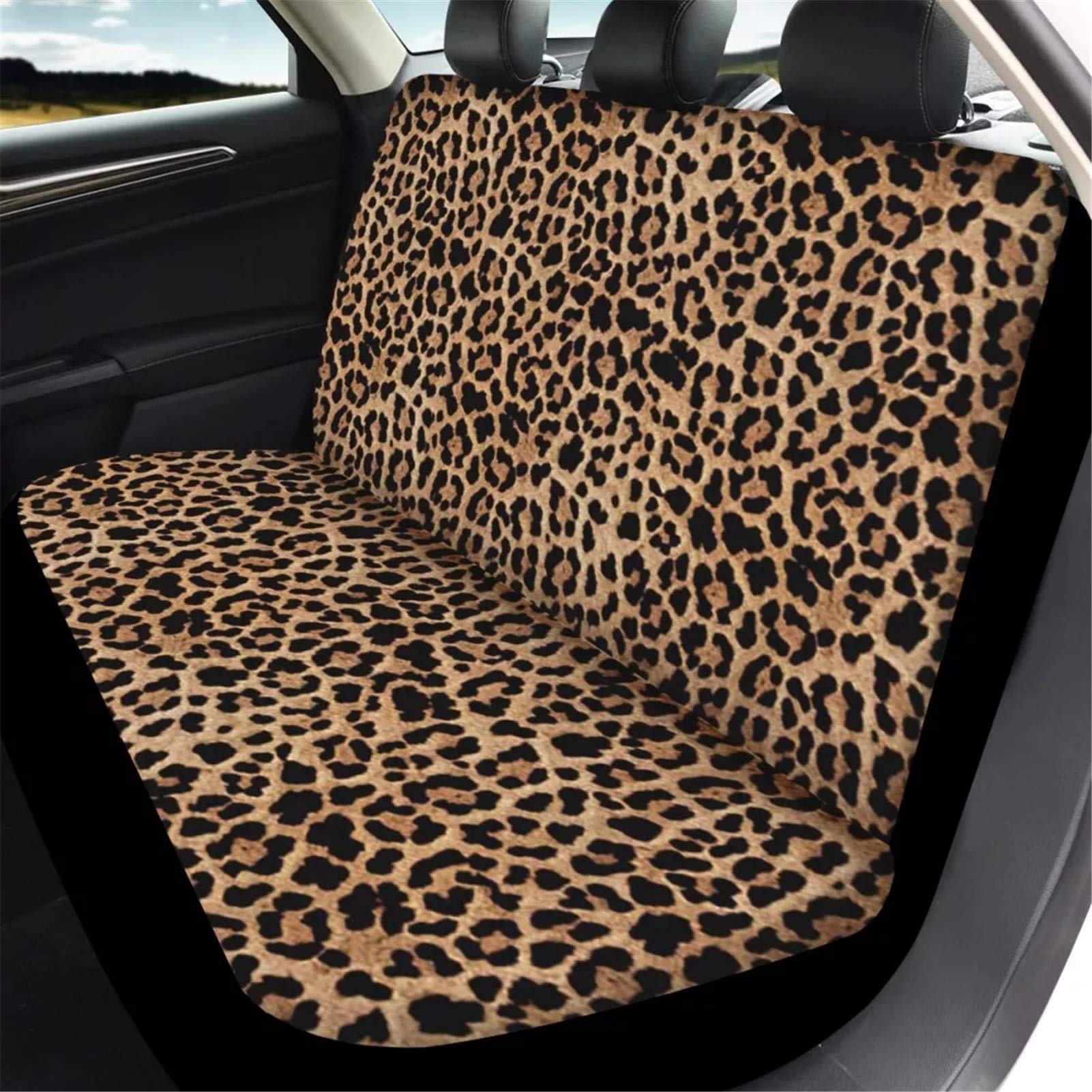 ZFRXIGN Leopard Print Back Seat Cover for SUV - Durable Trunk Interior Protector, Universal Fit Car Seat Covers for Men & Women (Brown Cheetah Animal Design) - Perfect for Road Trips, Pet Protection & Style Upgrade