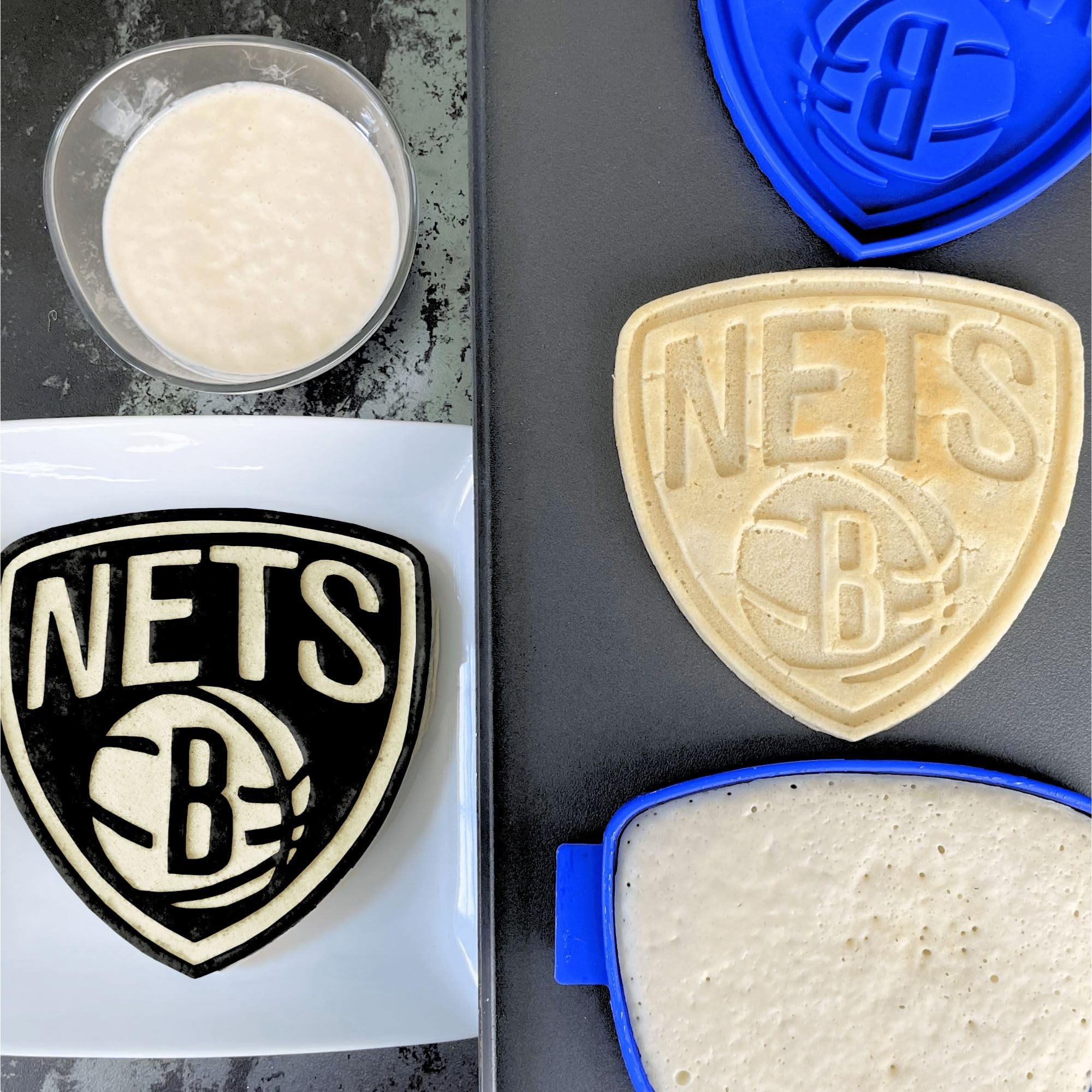 NBA Licensed Brooklyn Nets Logo Silicone Mold - Non-Stick & Dishwasher Safe - Perfect for Making Basketball-Themed Pancakes, Pizza, Cakes, Brownies, Chocolate - Great for Game Day Parties, Birthday Treats & Sports Fan Gifts