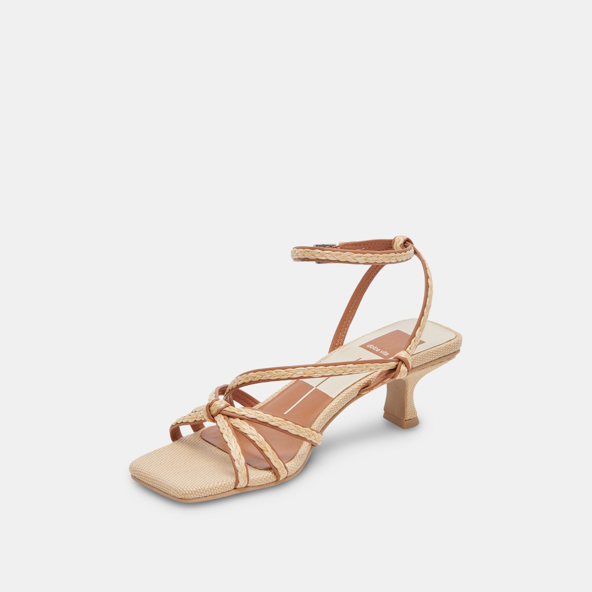 BEV Braided Wide Heel Sandals - Natural Brown Jute Material | Comfortable Summer Beach Shoes for Women | Perfect for Outdoor, Vacation & Casual Wear