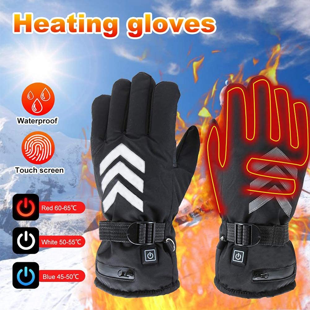 Electric Heated Gloves for Women & Men - Touchscreen Thermal Gloves with 3 Temperature Settings, 2600mAh Battery & Reflective Tape - Perfect for Skiing, Snowboarding, Hiking & Winter Outdoor Activities