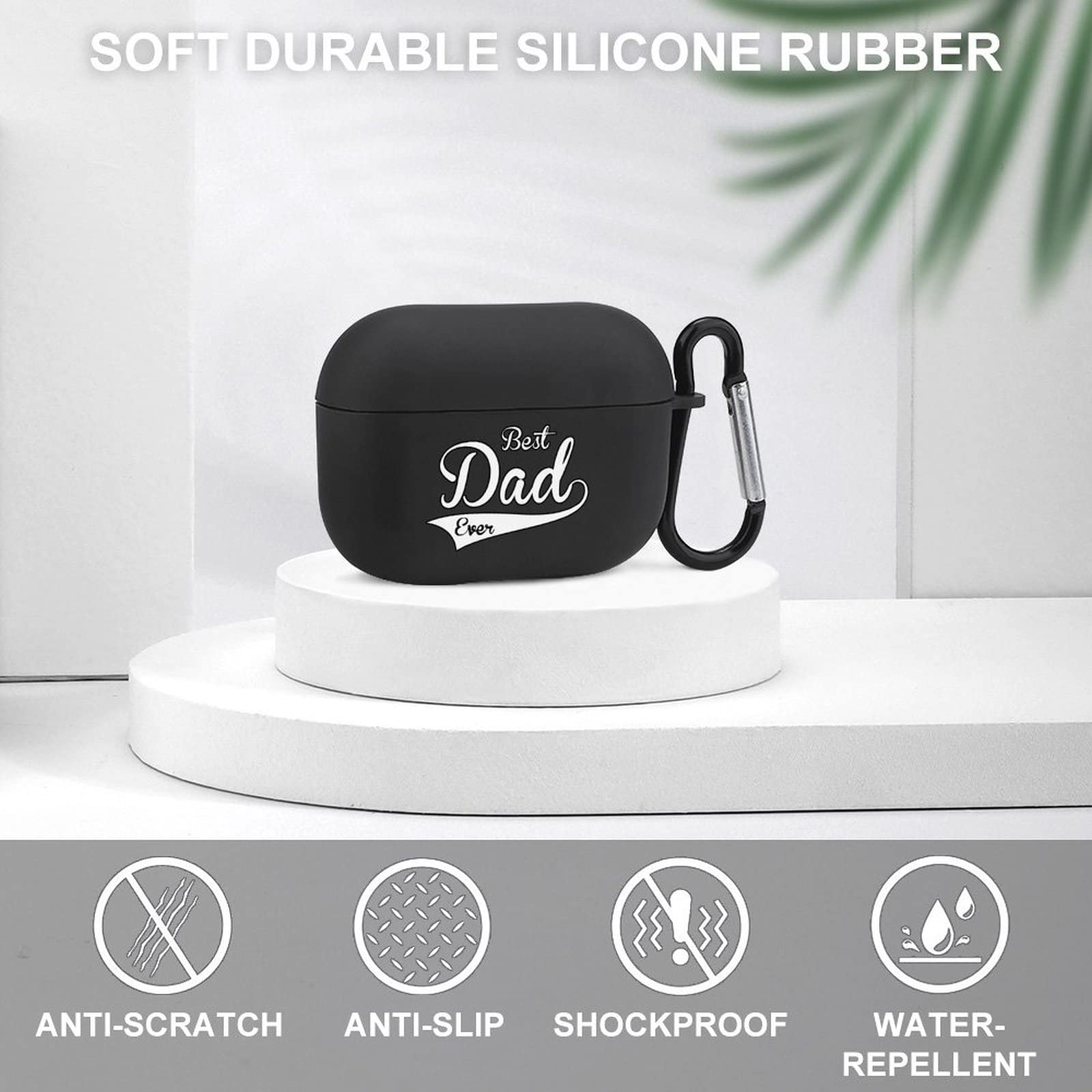 Best DAD Ever AirPods Pro Case - Shockproof TPU Protective Cover for Bluetooth Headset Charging Case (Black) - Perfect Gift for Father's Day, Birthday & Daily Commute Protection