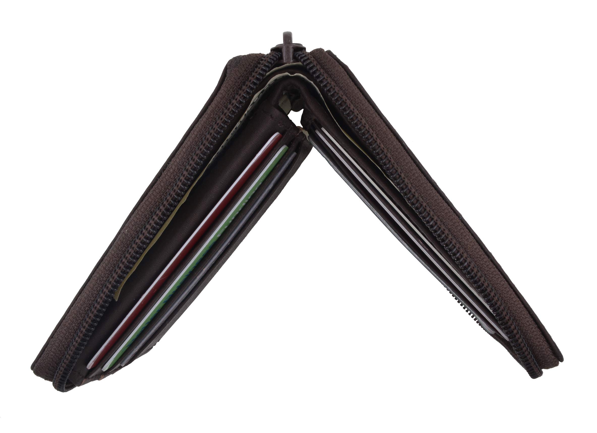 Premium MARSHAL Genuine Leather Zipper Bifold Wallet for Men - Slim RFID Blocking European Style Money Clip Card Holder (#1256) | Ideal for Travel, Business & Everyday Use